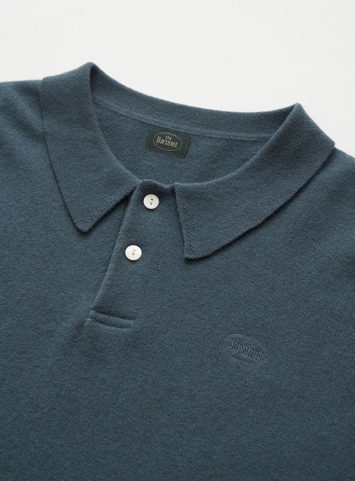 더바넷(THEBARNNET) Oversized Cashmere Wimblyn Knit Polo Shirt_Blue Grey