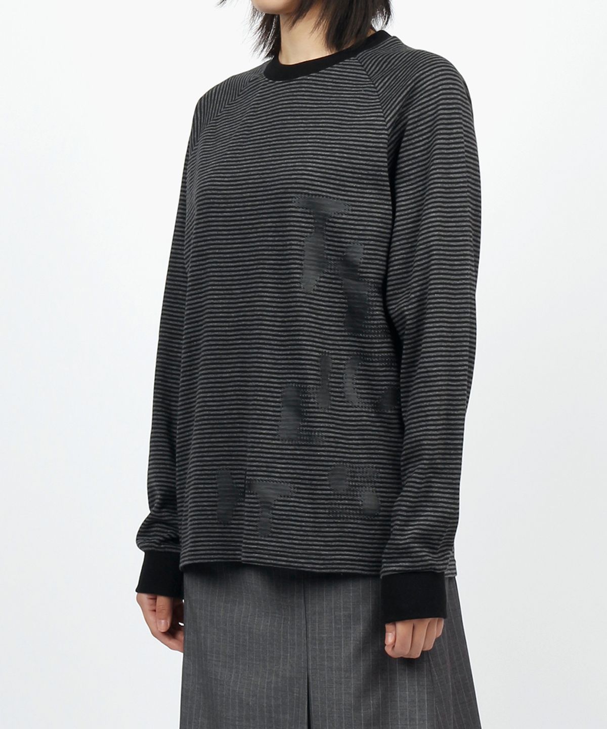 써넥트(SUNNECT) EIGHTS Striped LS Tee - Black