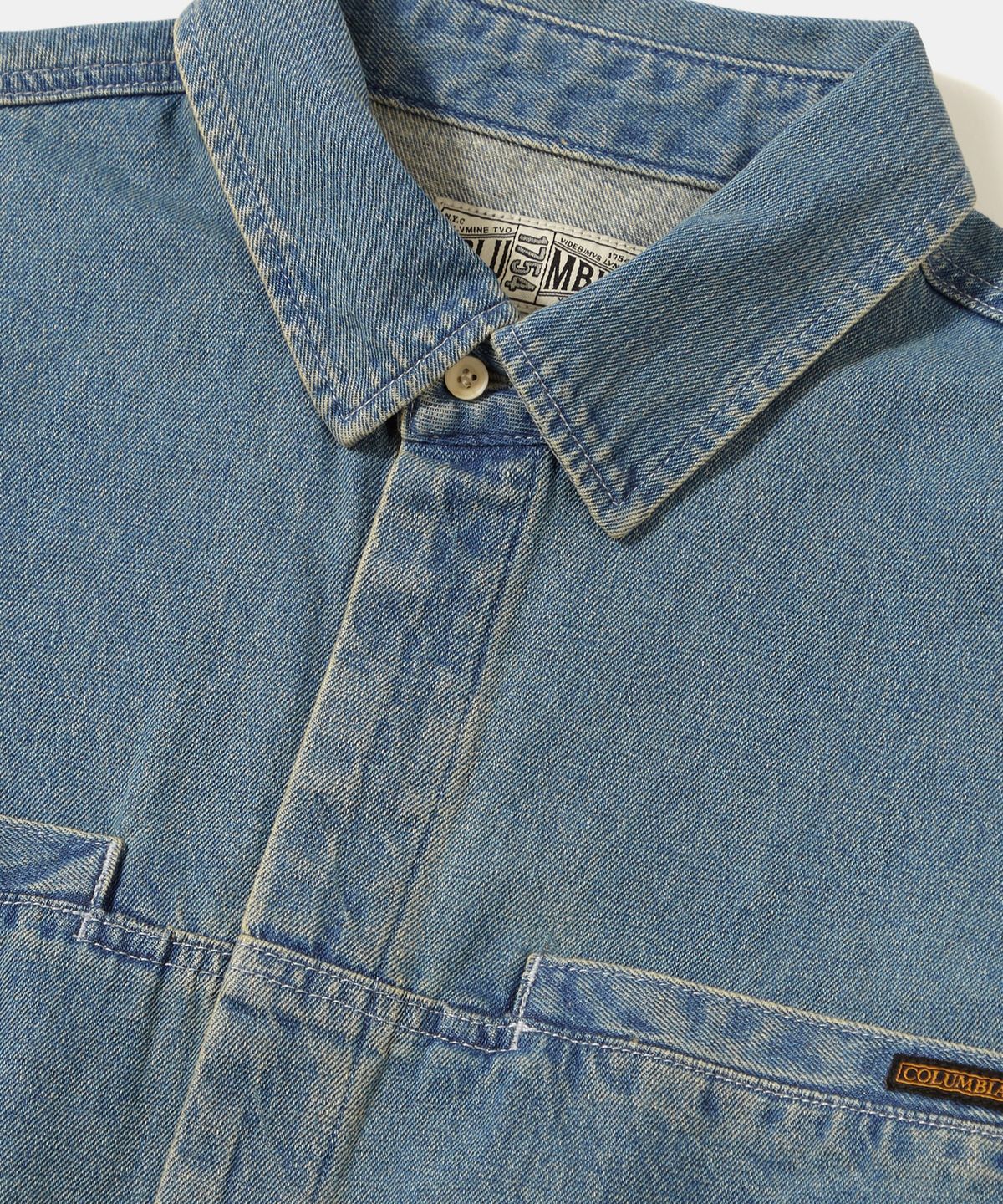 컬럼비아 유니버시티(COLUMBIA UNIVERSITY) TRAJAN LABEL HIDDEN POCKET DENIM SHIRTS_LIGHT JEAN