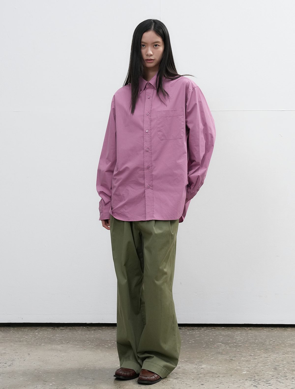 제너럴아이디어(GENERALIDEA) UNISEX 레귤러핏 코튼 셔츠 [PURPLE] / SBE3U03004