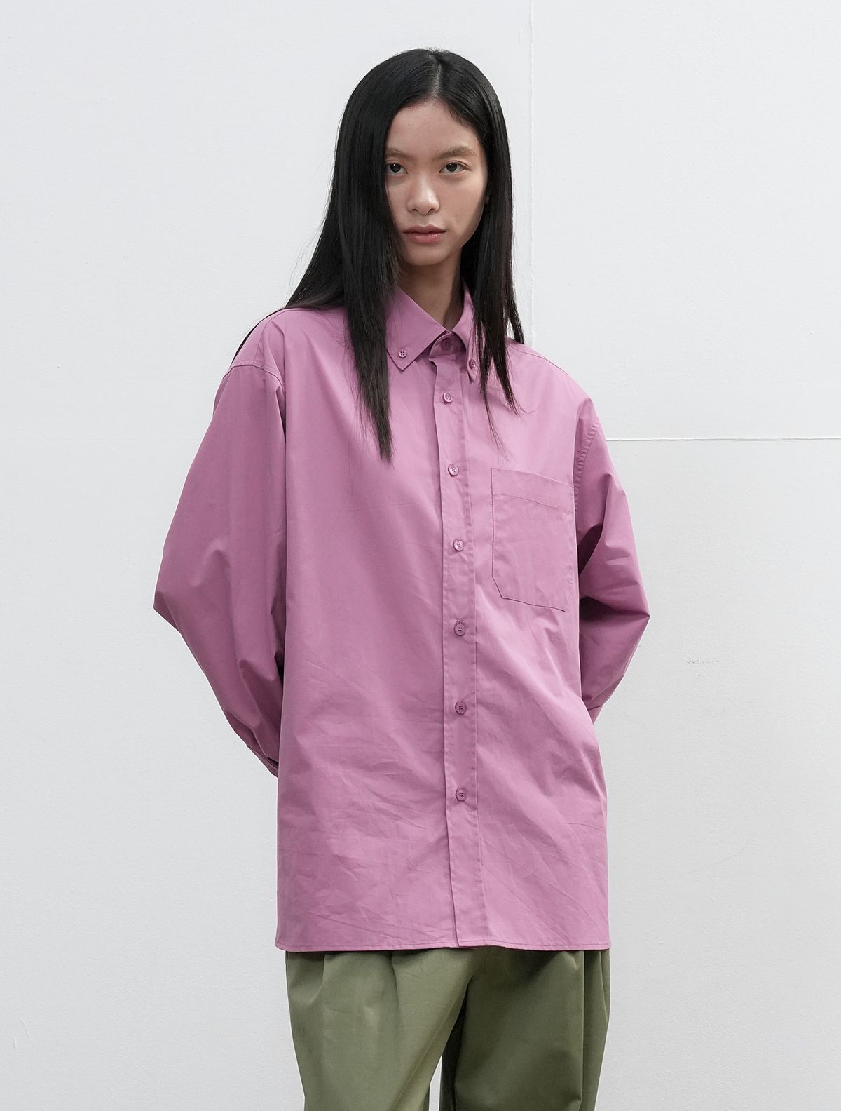 제너럴아이디어(GENERALIDEA) UNISEX 레귤러핏 코튼 셔츠 [PURPLE] / SBE3U03004