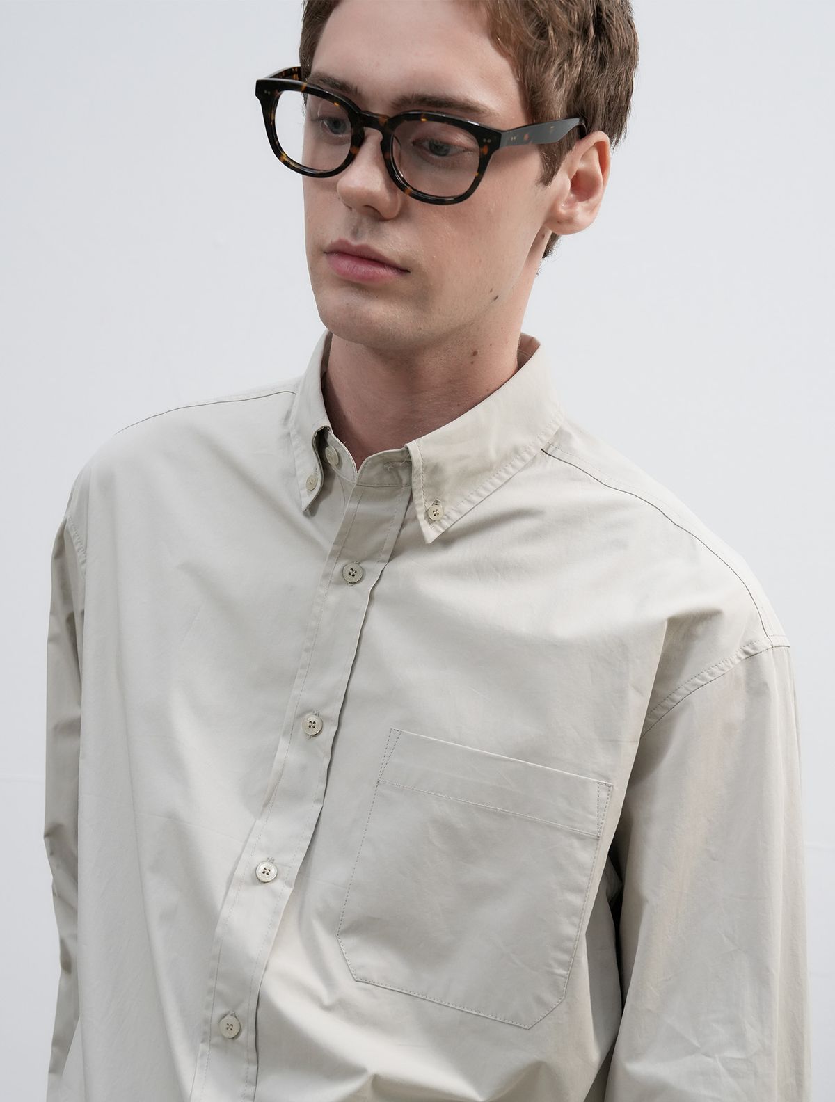 제너럴아이디어(GENERALIDEA) UNISEX 레귤러핏 코튼 셔츠 [GREY] / SBE3U03004