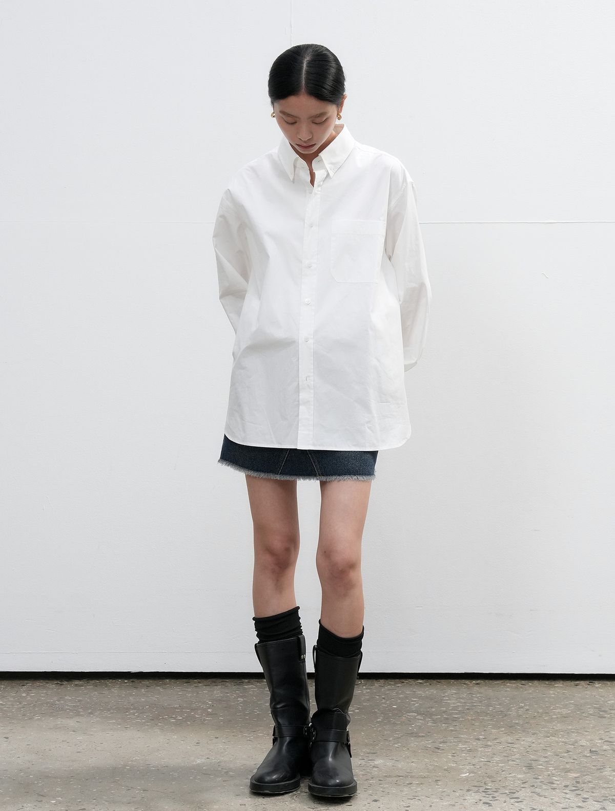 제너럴아이디어(GENERALIDEA) UNISEX 레귤러핏 코튼 셔츠 [IVORY] / SBE3U03004