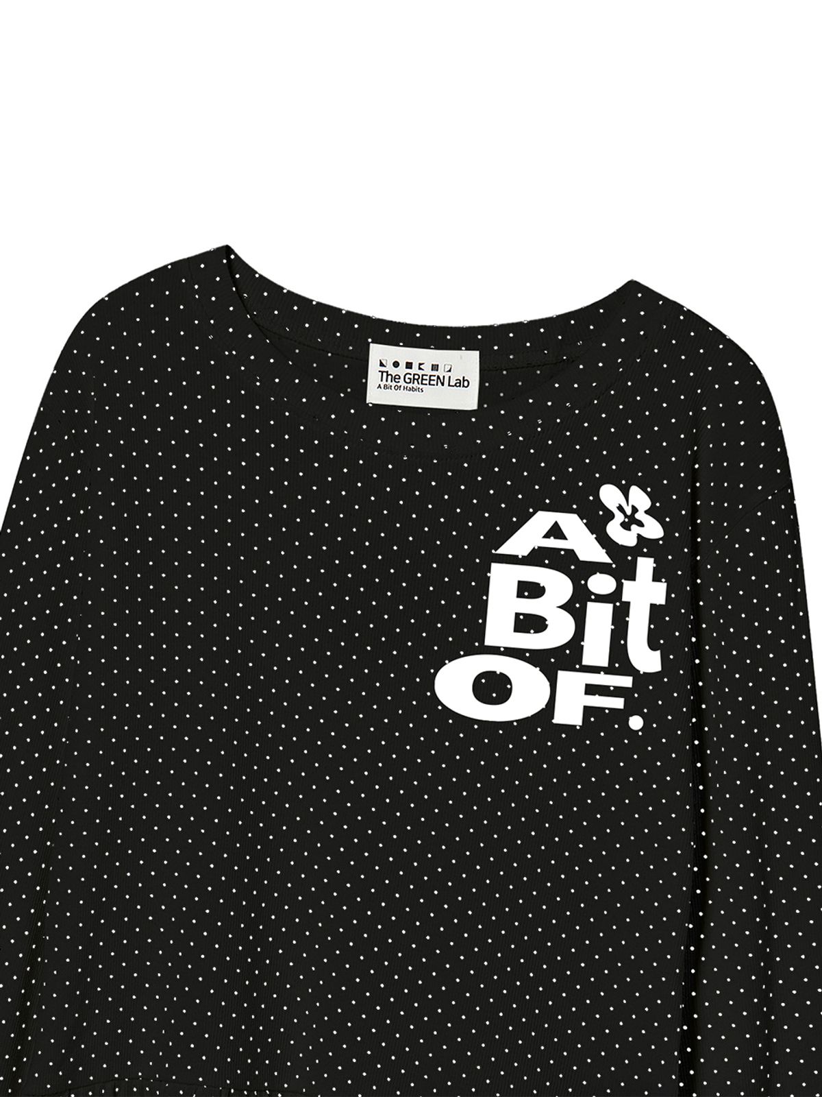 더그린랩(THE GREEN LAB) A BIT OF 도트 프릴 롱슬리브 [블랙]