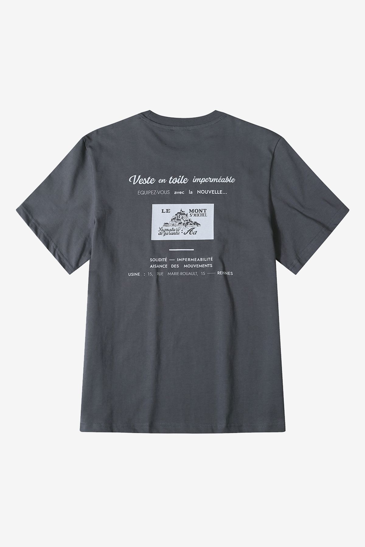 르몽생미셸(LE MONT ST MICHEL) unisex back print t-shirts_Dark grey