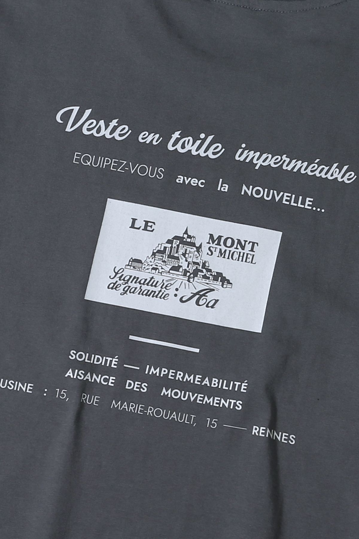 르몽생미셸(LE MONT ST MICHEL) unisex back print t-shirts_Dark grey