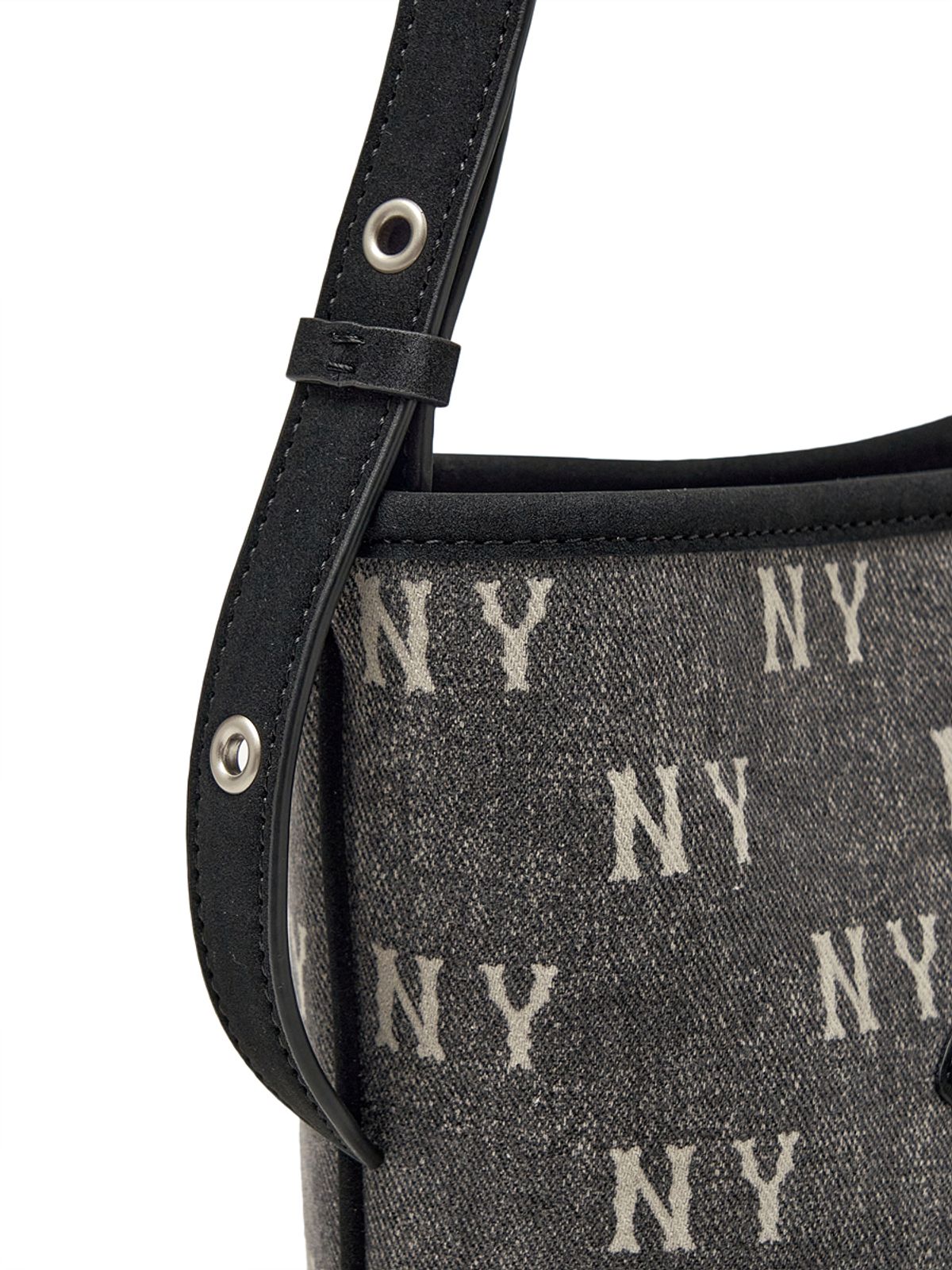 엠엘비(MLB) 클래식 모노그램 빈티지 데님 미니 버킷백 NY (Charcoal Grey)