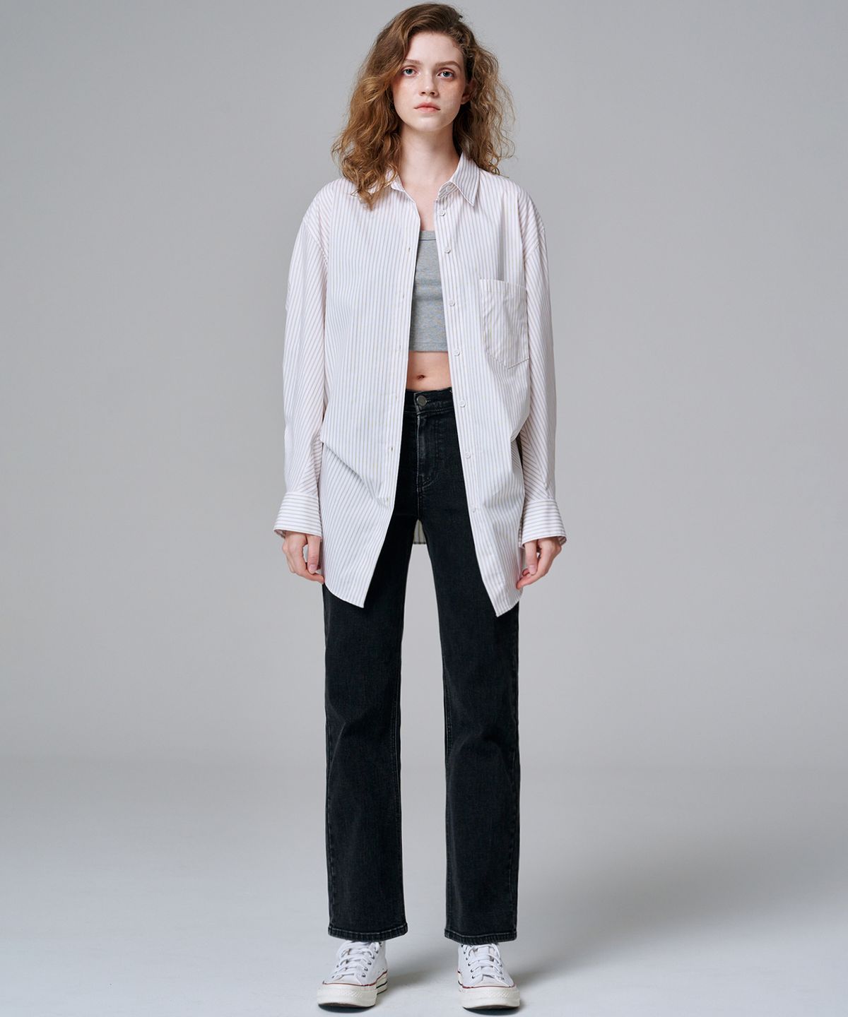 마롭(MALOUPE) 4117 오버사이즈 스트라이프 셔츠 (옐로우)