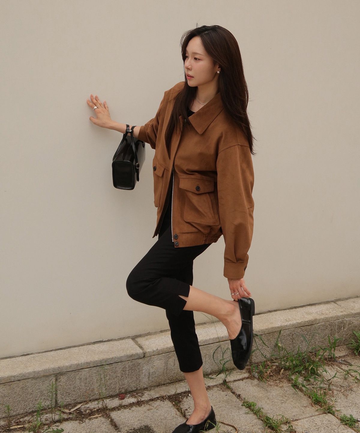링서울(LINGSEOUL) oversized suede blouson-camel
