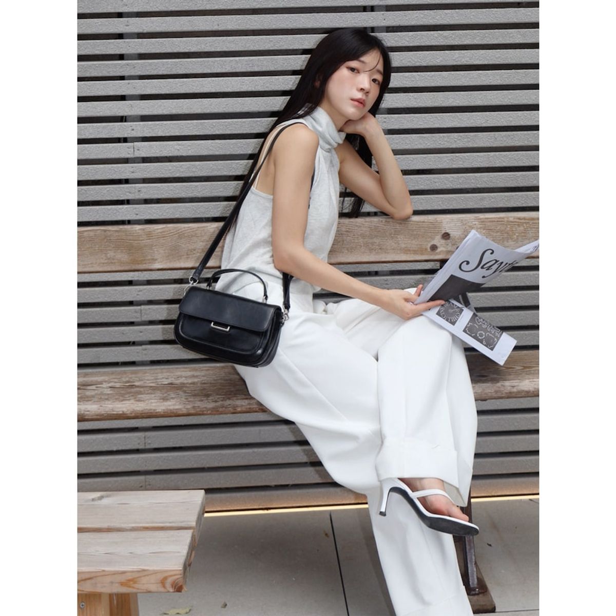 빈폴 액세서리(BEANPOLE ACCESSORY) 노라 플랩 크로스백  블랙