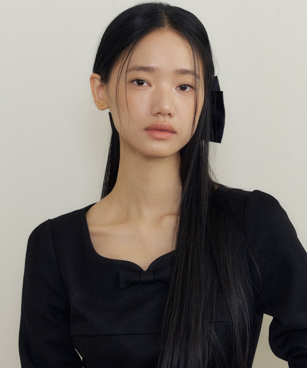 루시르주(LUCIR ZU) Royal Satin Bow Hair Clip (black)