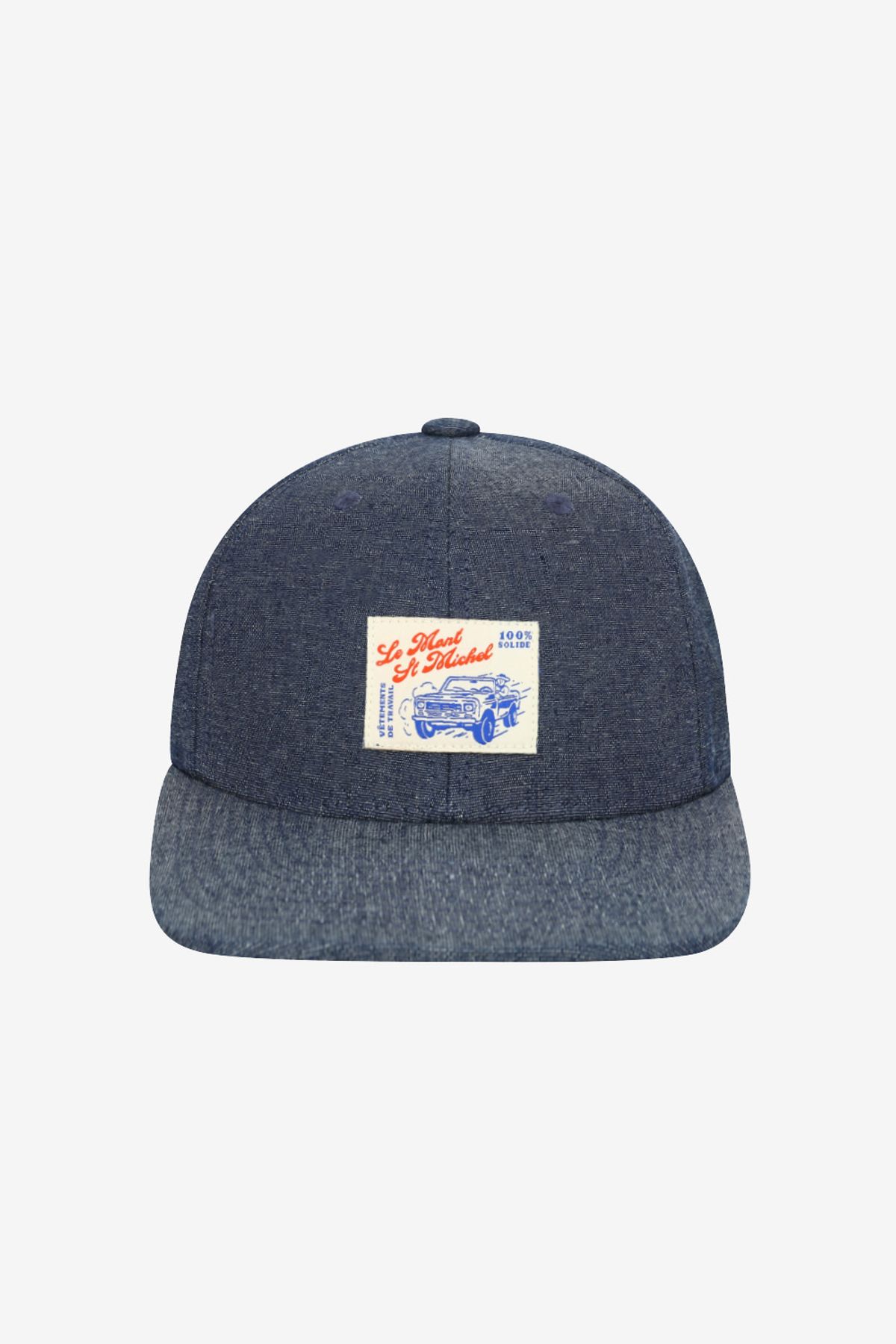 르몽생미셸(LE MONT ST MICHEL) Logo Patch point denim cap_Blue