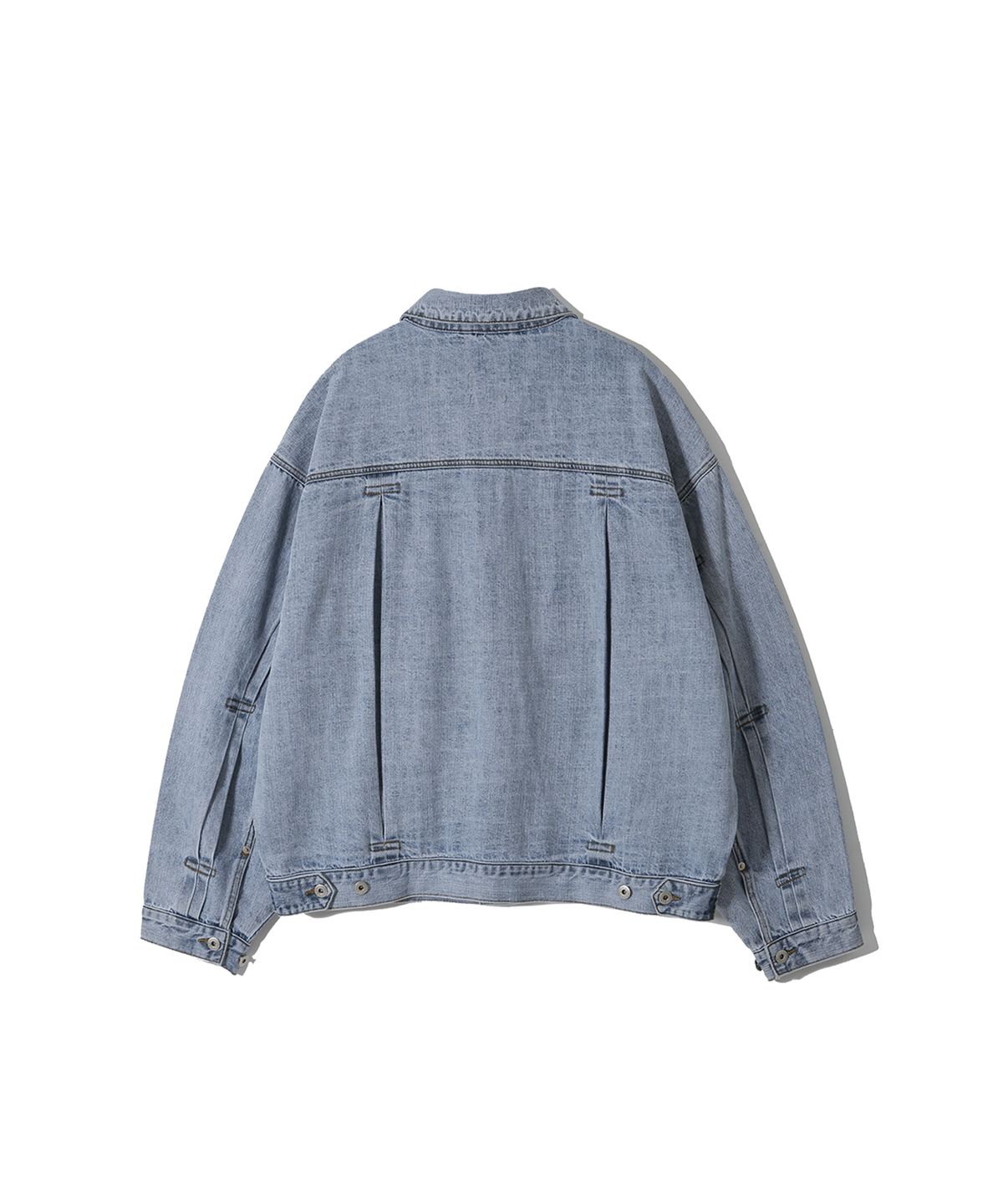 앵글런(ANGLAN) Pleated Wide Denim Jacket  - Washed Blue