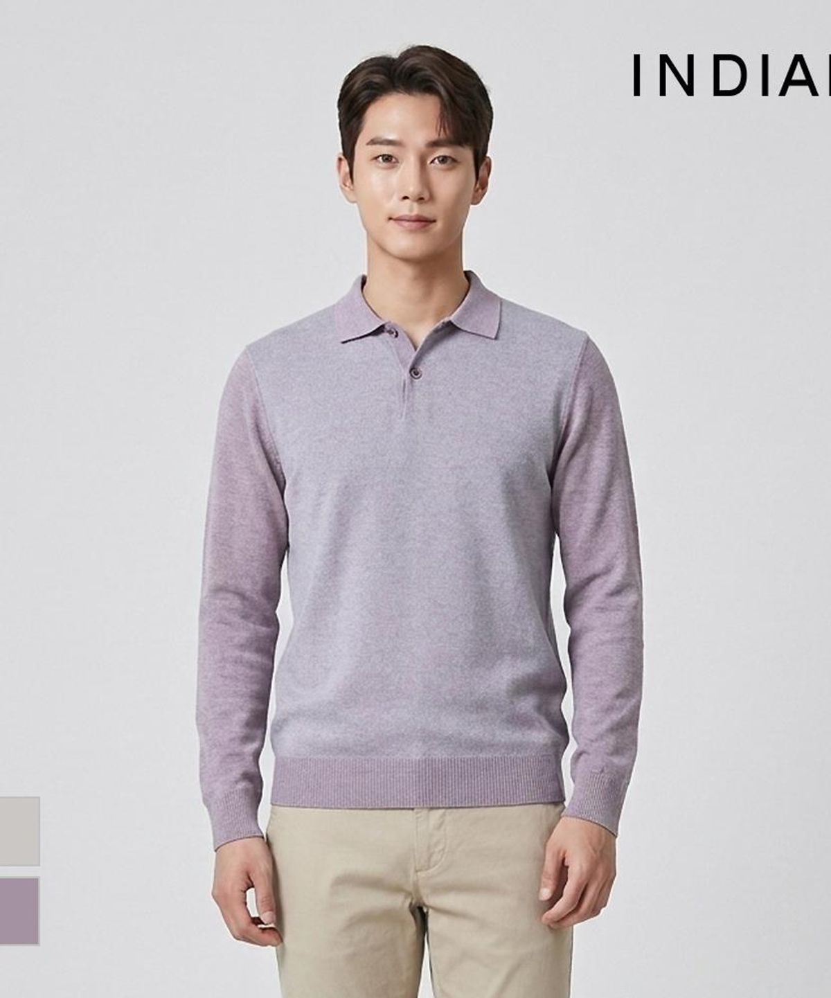 인디안(INDIAN) 솔리드 폴로 에리 니트_MITBLYF8231