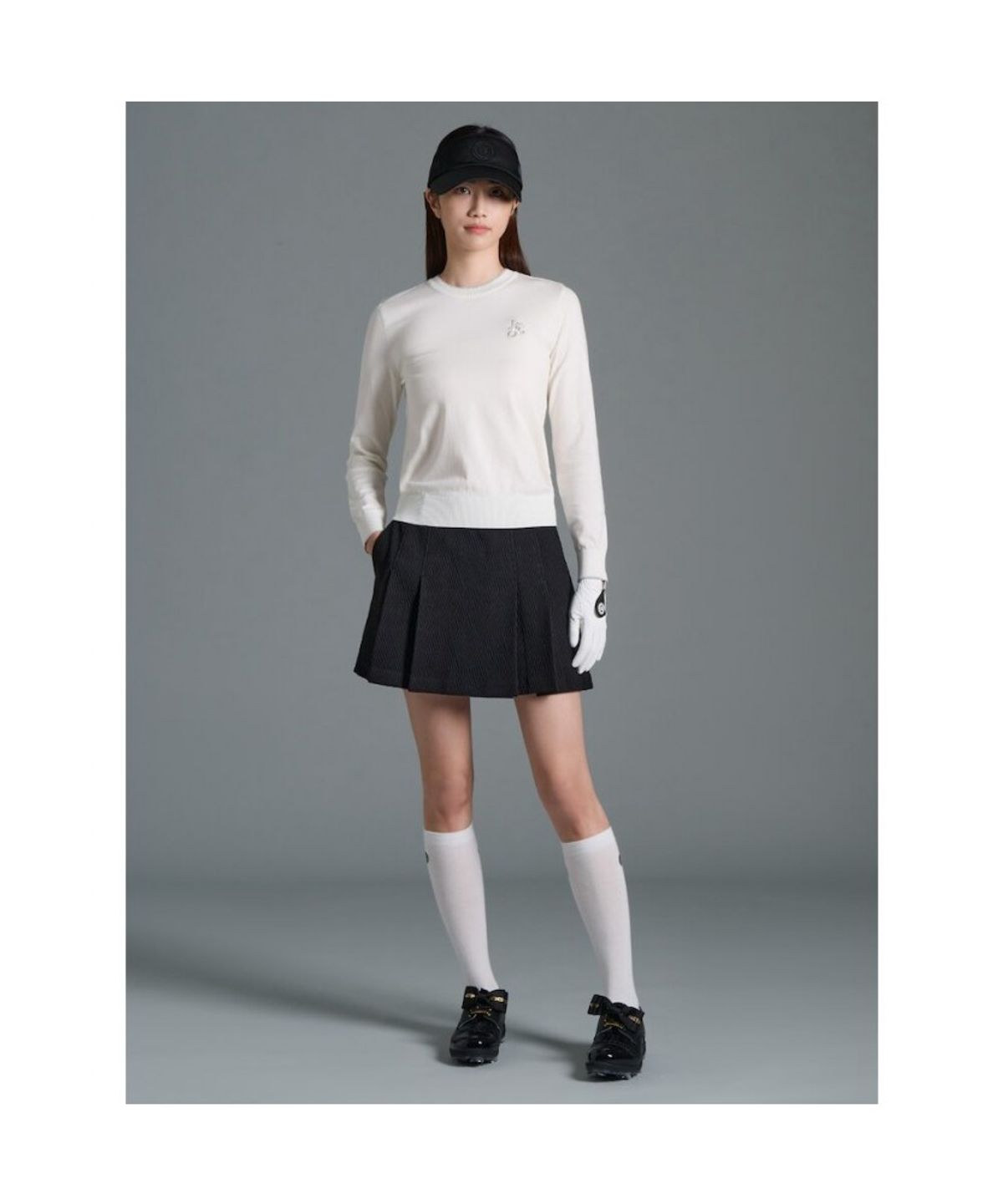 빈폴골프(BEANPOLE GOLF) 여성 원포인트 라운드넥 풀오버  아이보리
