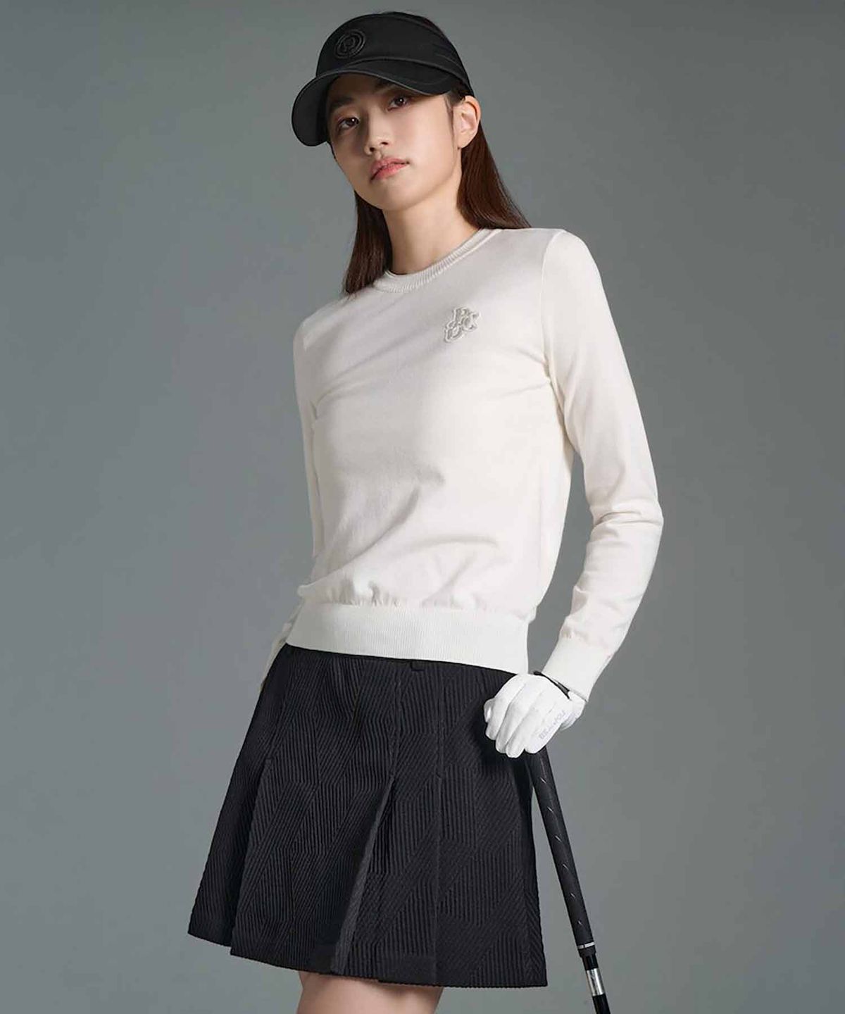 빈폴골프(BEANPOLE GOLF) 여성 원포인트 라운드넥 풀오버  아이보리