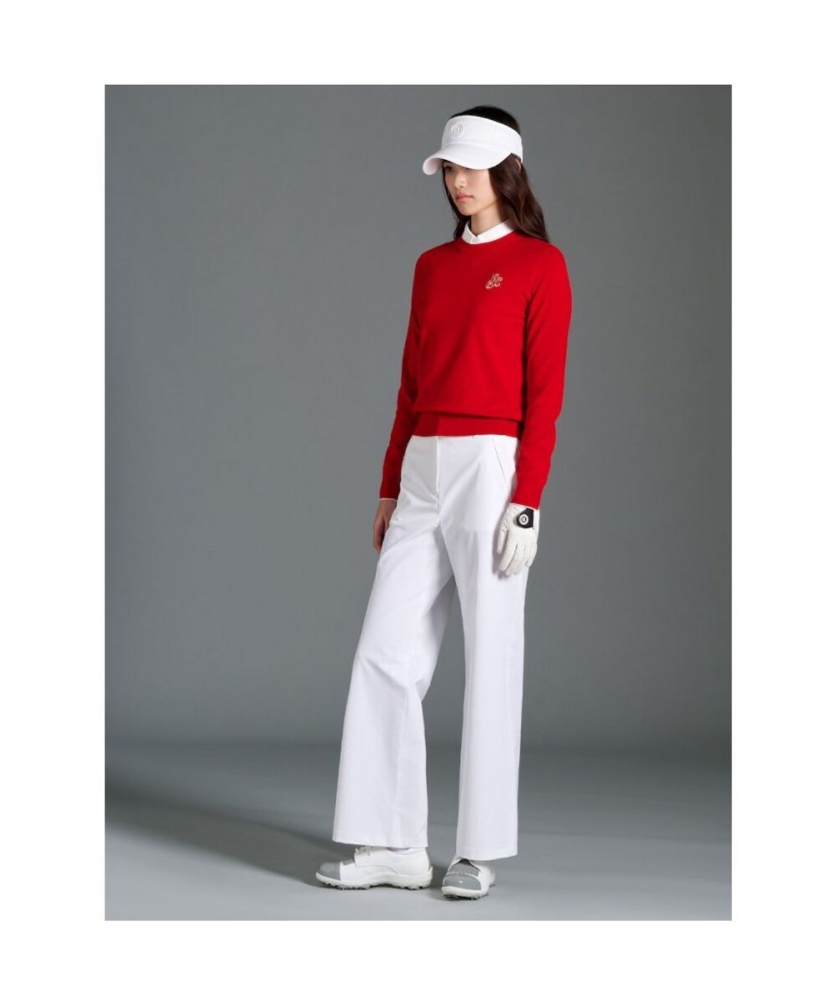 빈폴골프(BEANPOLE GOLF) 여성 원포인트 라운드넥 풀오버  레드