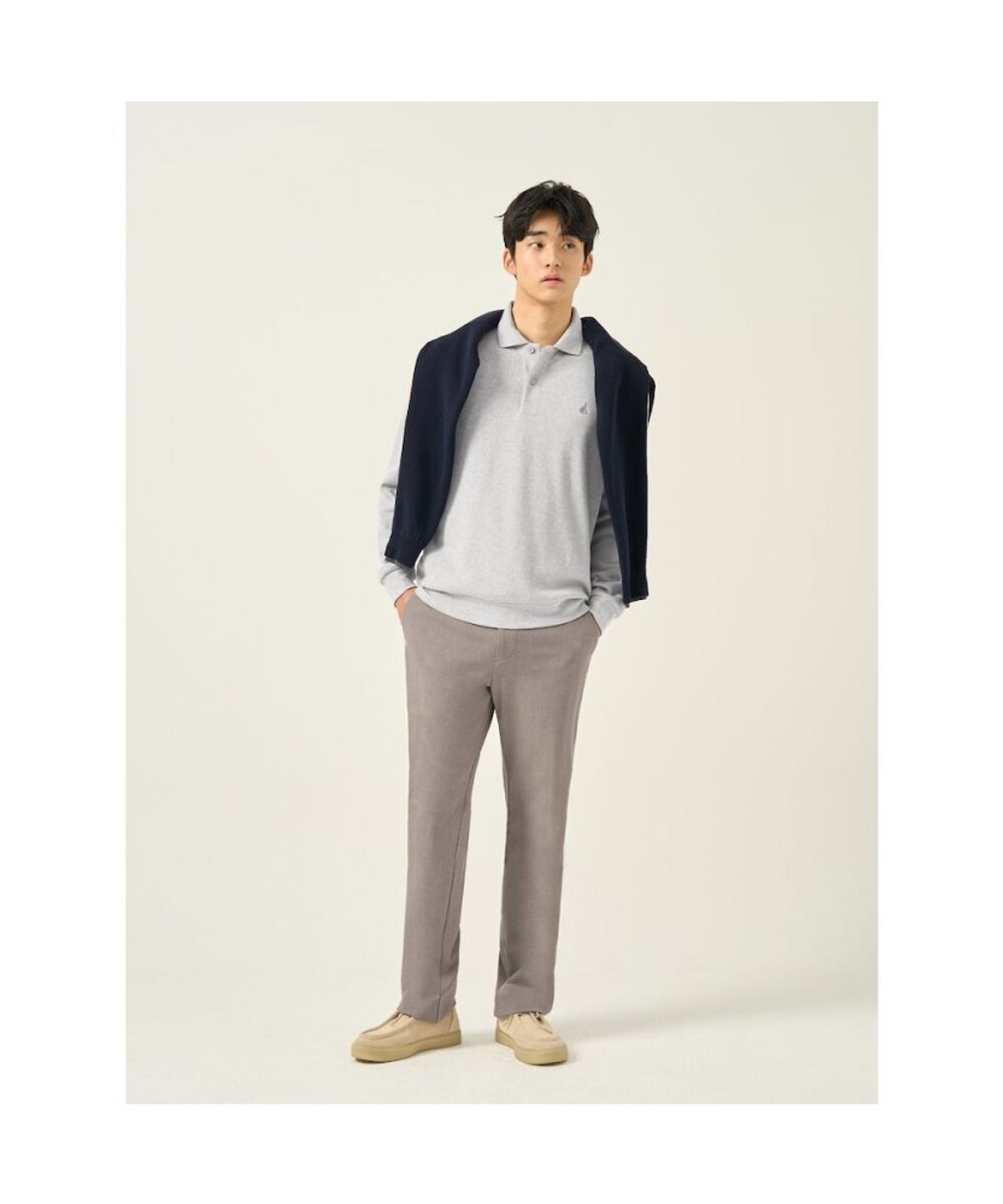 빈폴 멘(BEANPOLE MEN) 폴리 혼방 스탠다드핏 슬랙스  베이지