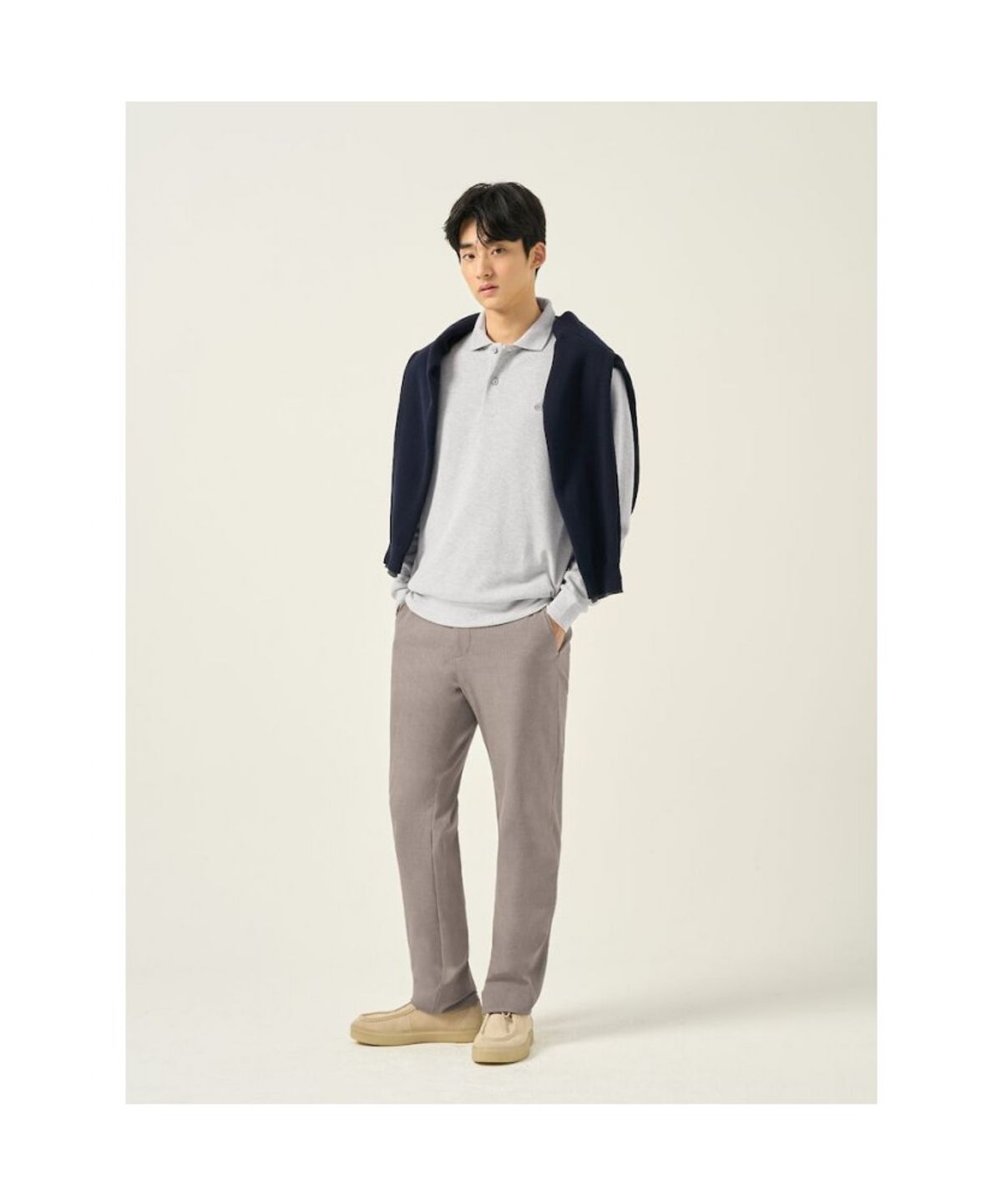빈폴 멘(BEANPOLE MEN) 폴리 혼방 스탠다드핏 슬랙스  베이지