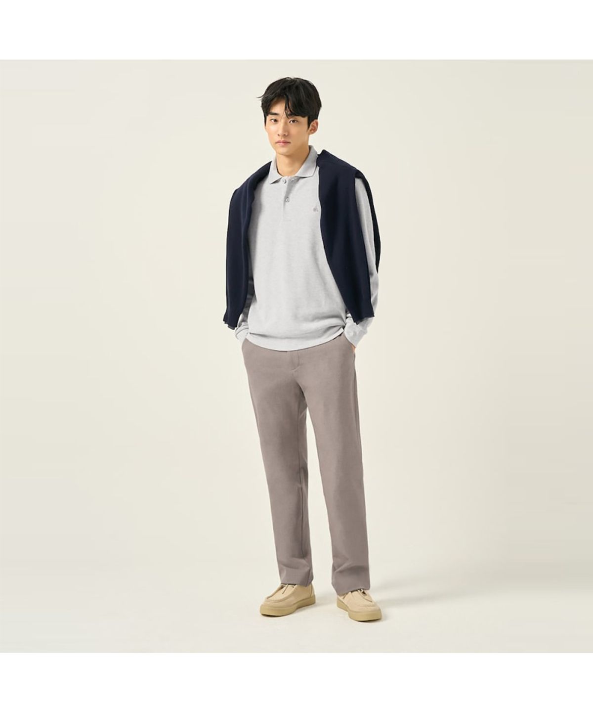 빈폴 멘(BEANPOLE MEN) 폴리 혼방 스탠다드핏 슬랙스  베이지