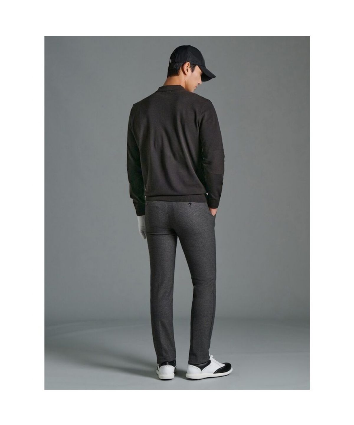 빈폴골프(BEANPOLE GOLF) 남성 투톤 스트라이프 니트 칼라티  블랙