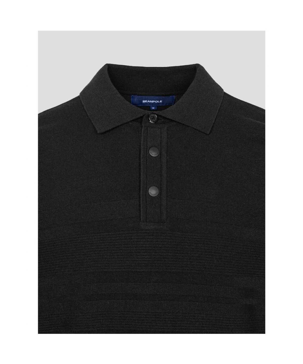 빈폴골프(BEANPOLE GOLF) 남성 투톤 스트라이프 니트 칼라티  블랙