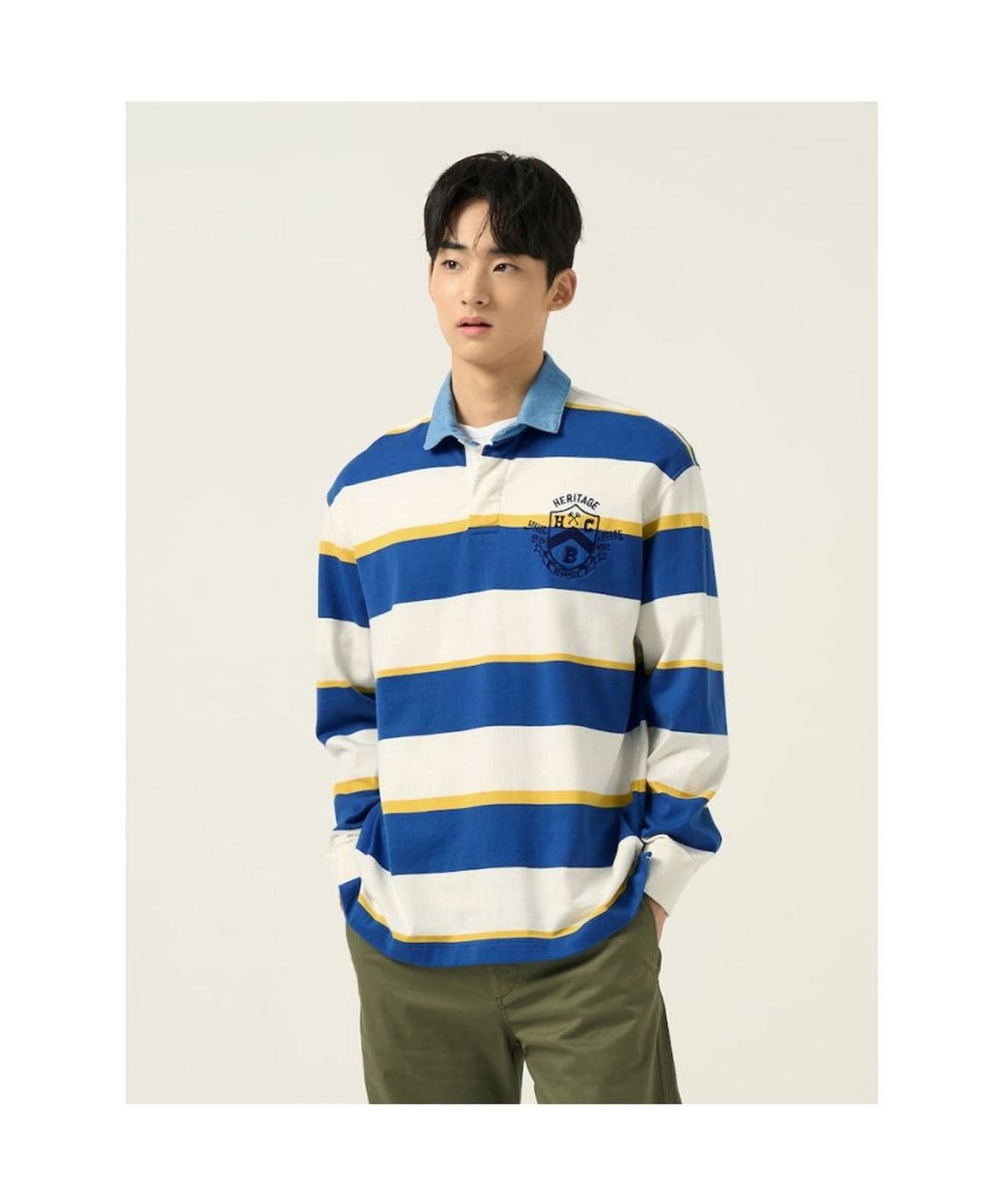 빈폴 멘(BEANPOLE MEN) 럭비 티셔츠  블루