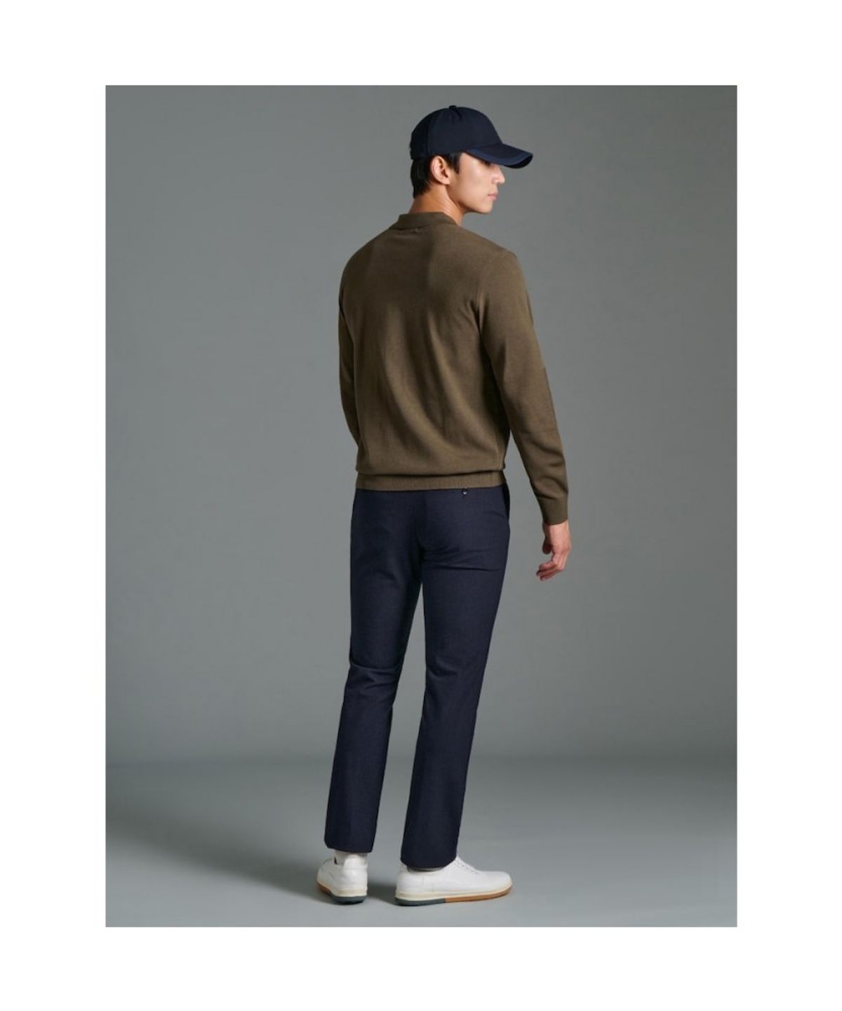 빈폴골프(BEANPOLE GOLF) 남성 투톤 스트라이프 니트 칼라티  카키