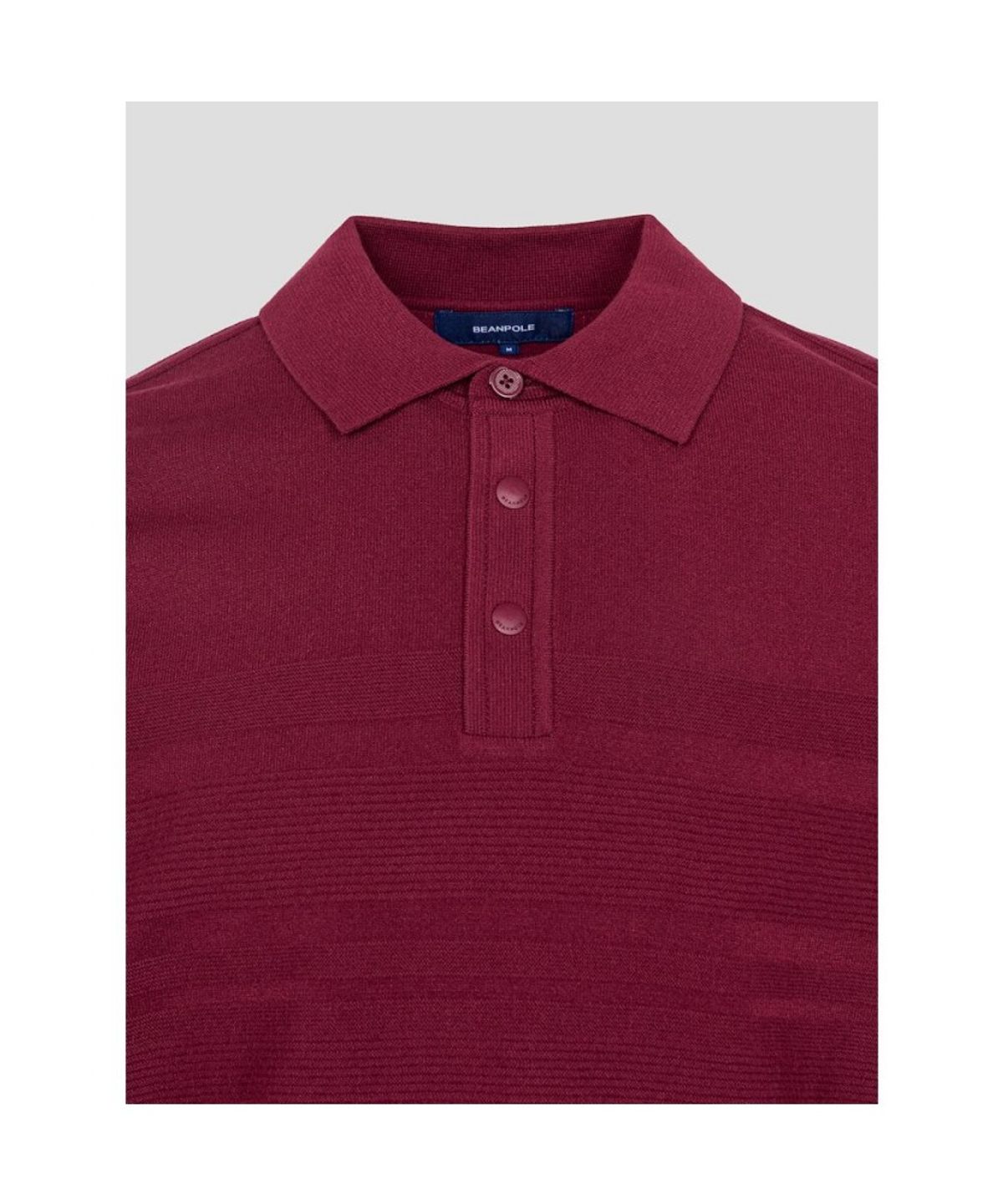 빈폴골프(BEANPOLE GOLF) 남성 투톤 스트라이프 니트 칼라티  와인