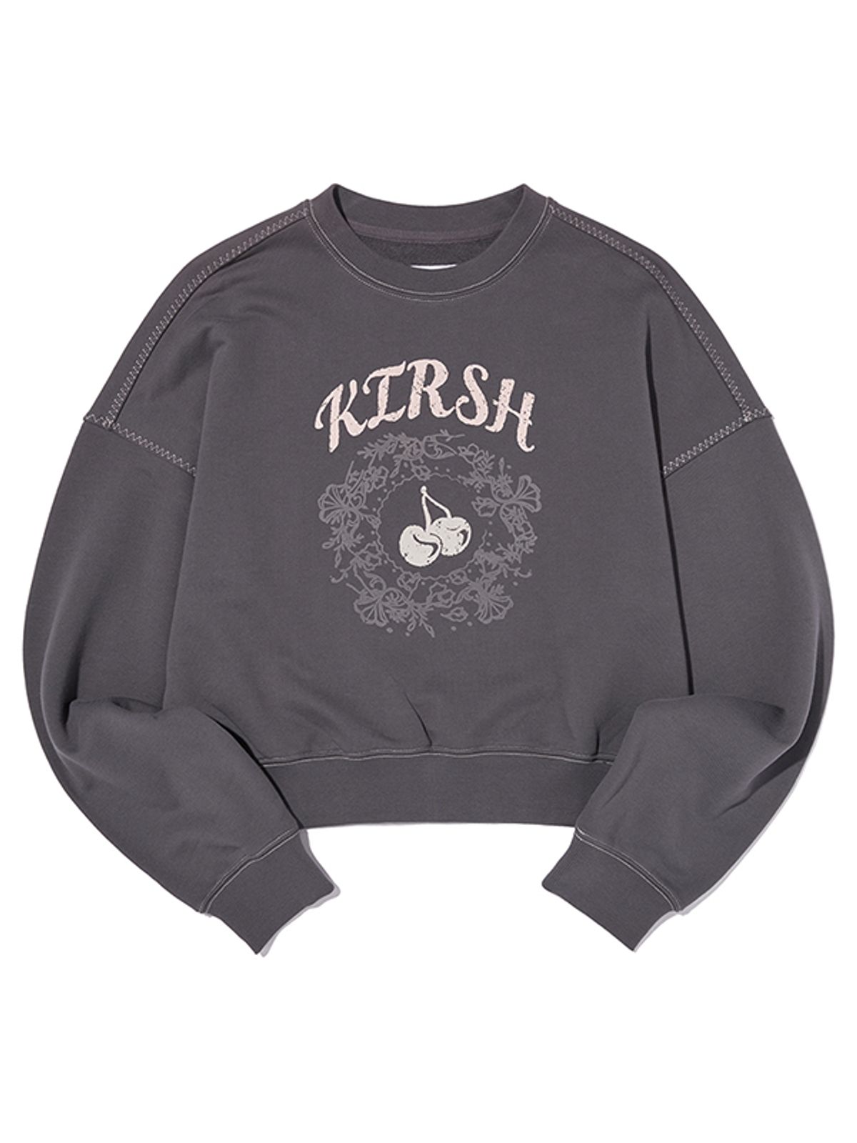키르시(KIRSH) 빈티지 그래픽 크롭 스웻셔츠 [차콜]