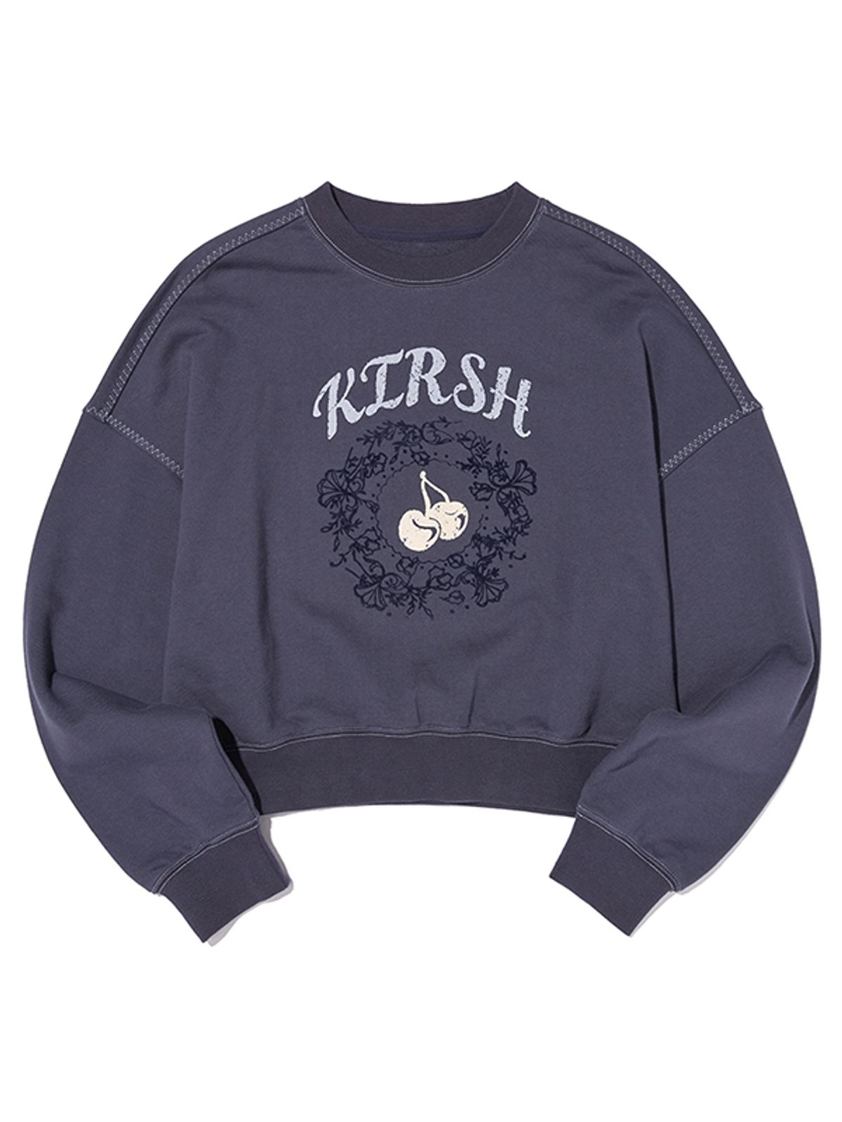 키르시(KIRSH) 빈티지 그래픽 크롭 스웻셔츠 [네이비]