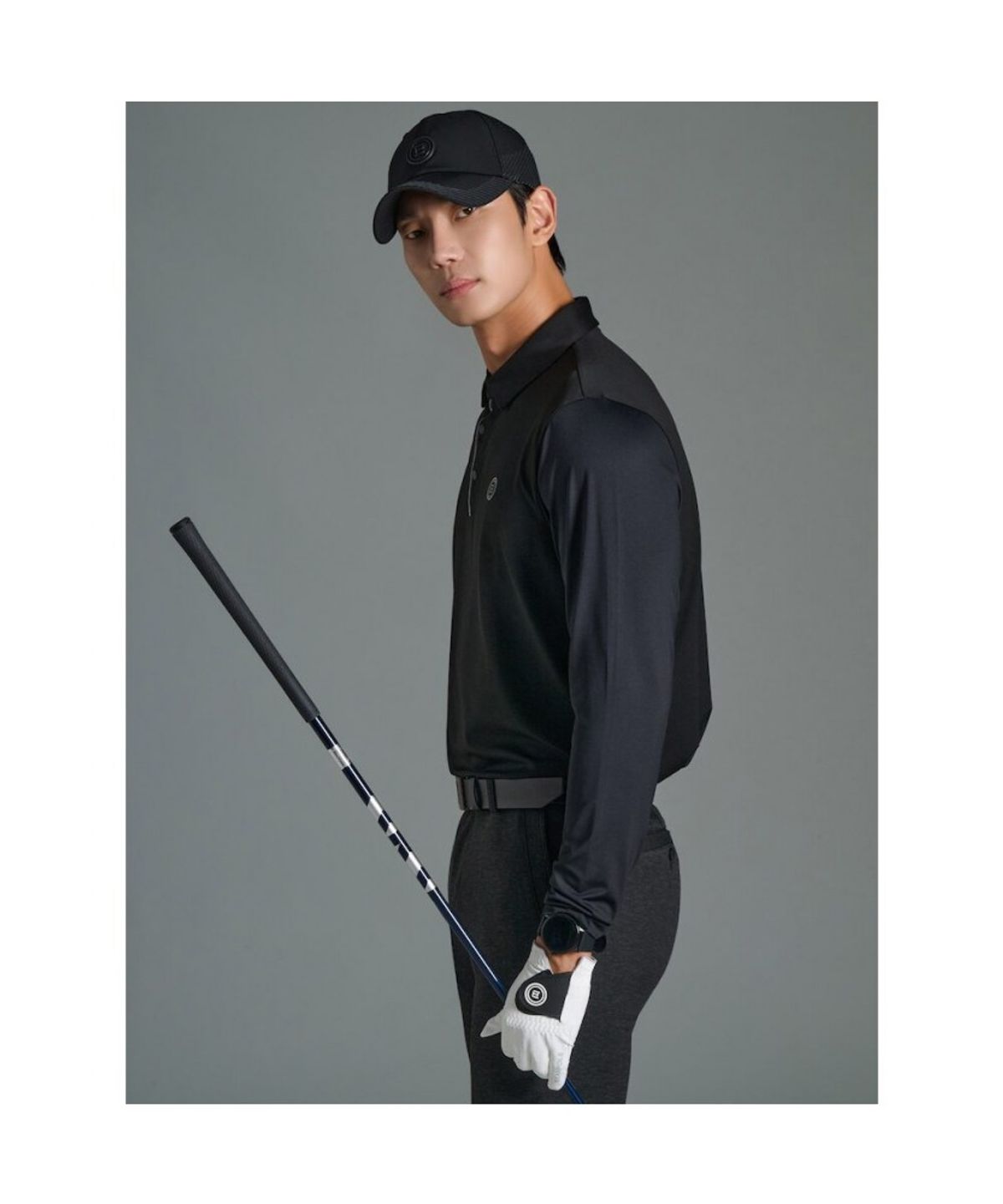 빈폴골프(BEANPOLE GOLF) 남성 소매 배색 칼라 티셔츠  블랙