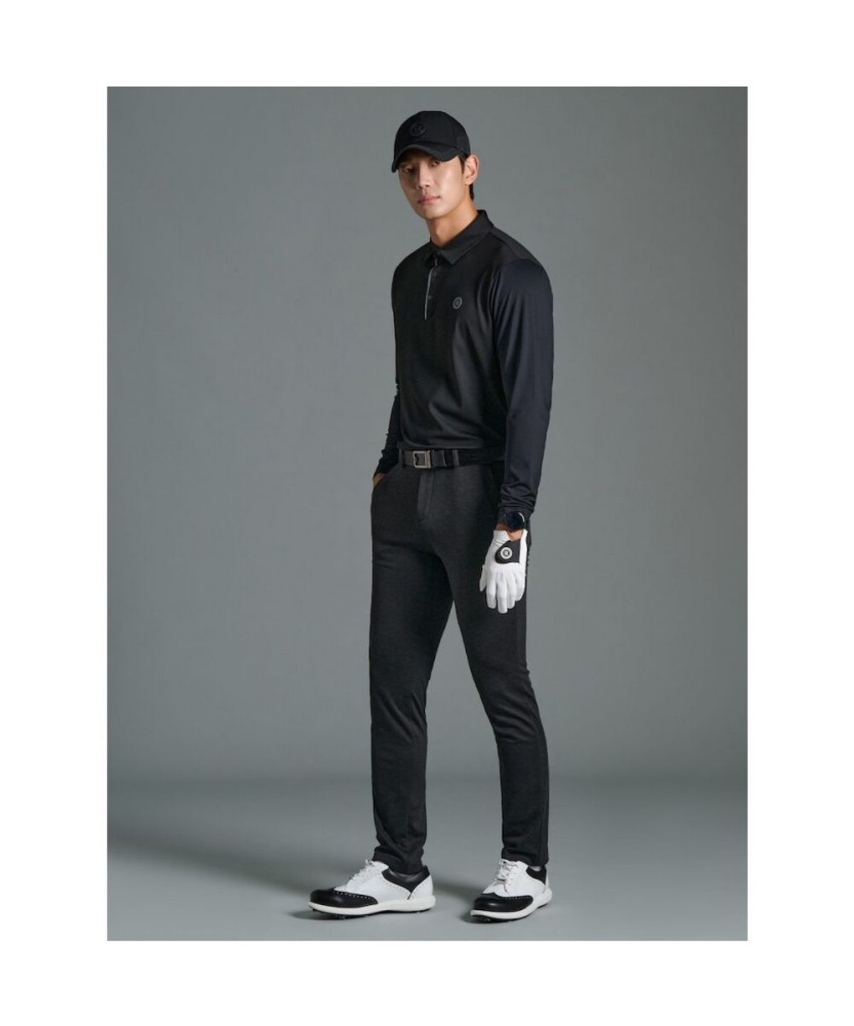 빈폴골프(BEANPOLE GOLF) 남성 소매 배색 칼라 티셔츠  블랙
