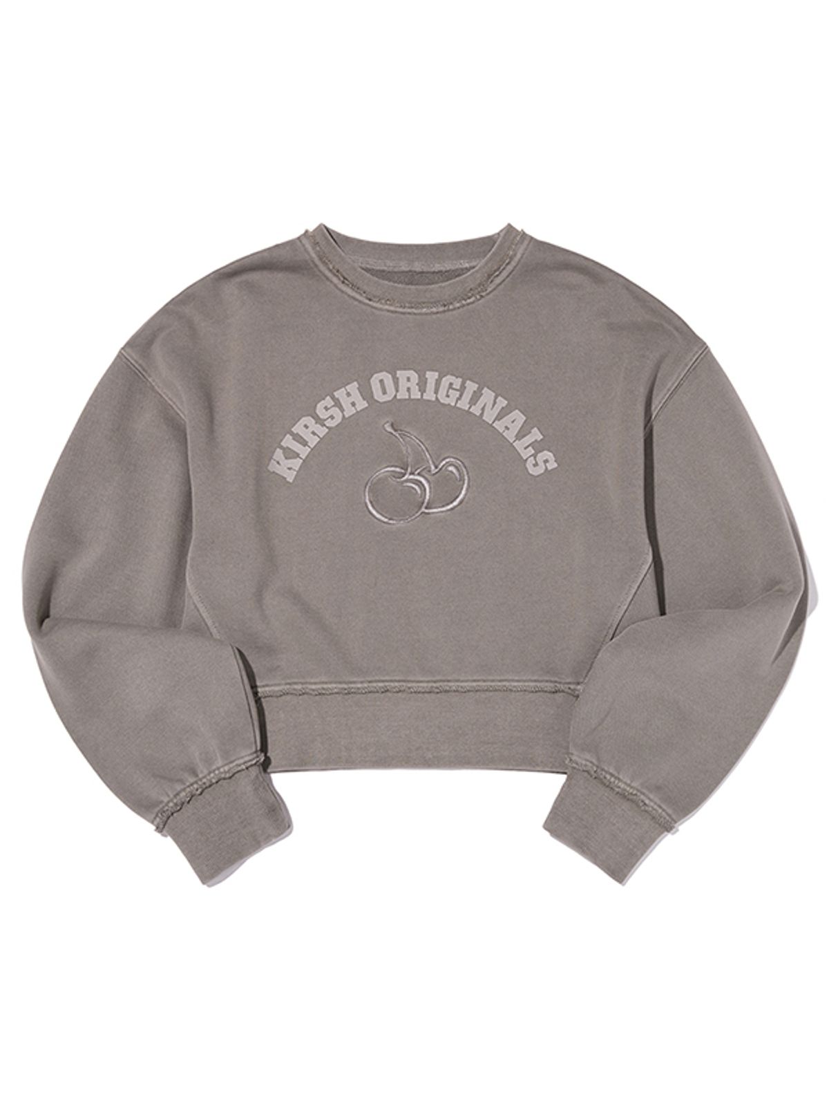 키르시(KIRSH) 피그먼트 다잉 아치 체리 크롭 스웻셔츠 [그레이]