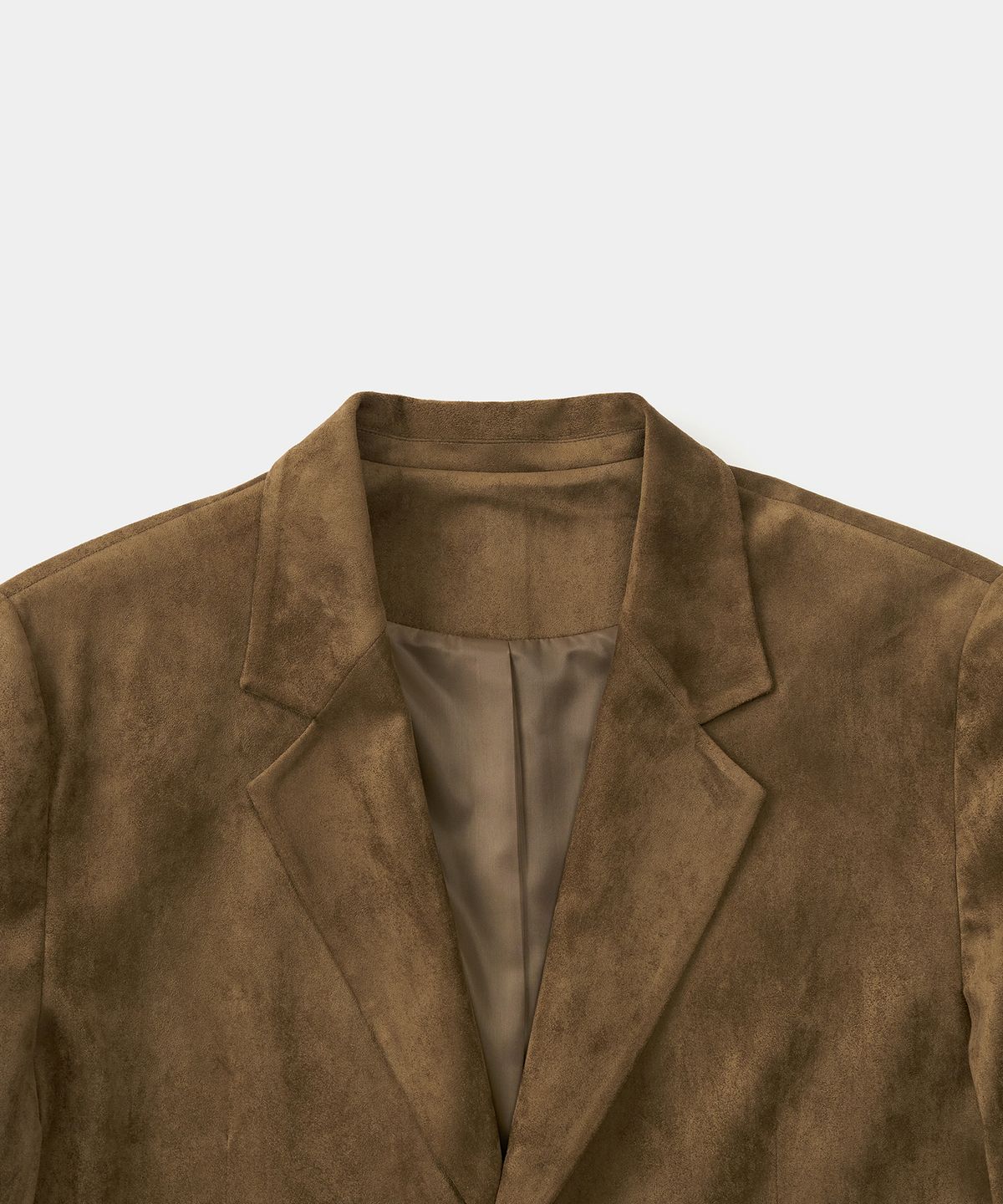 엑스컨테이너(EXCONTAINER) 클래식 버튼 스웨이드 블레이저 (KHAKI BROWN)