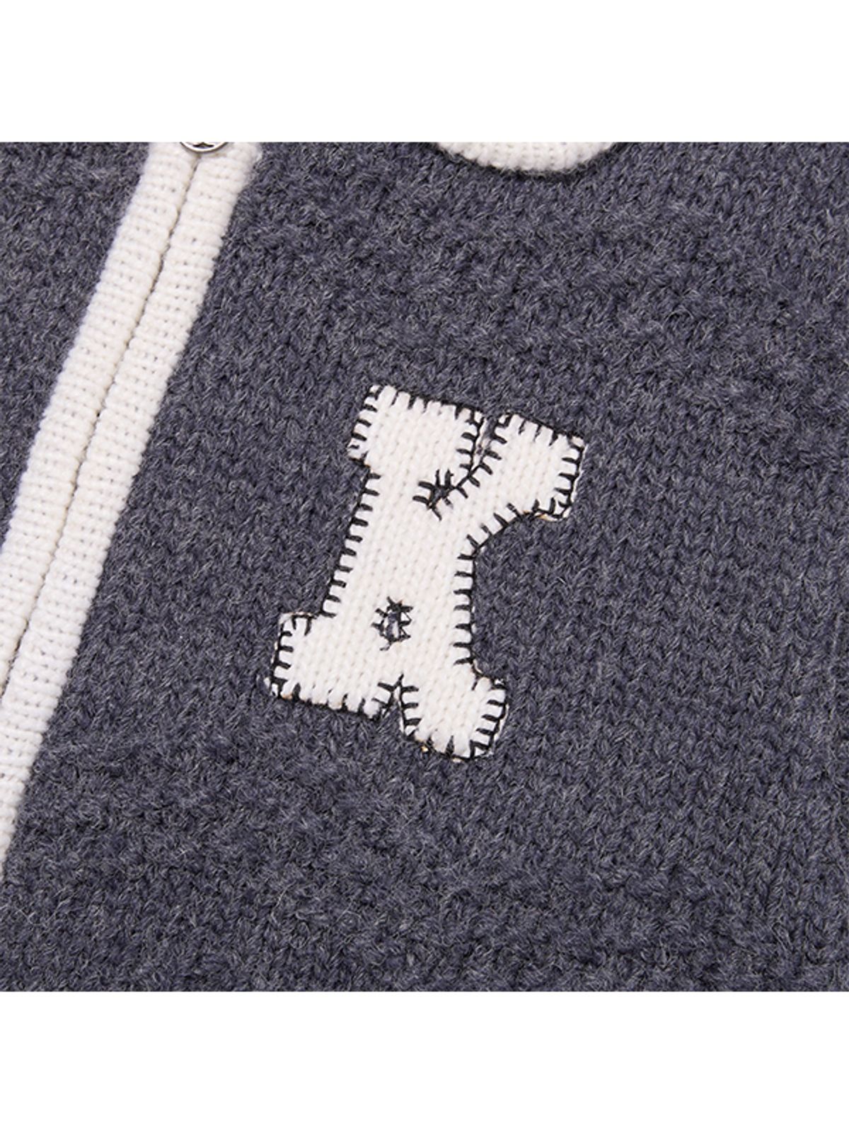 키르시(KIRSH) 패치워크 집 프론트 니트 베스트 [네이비]