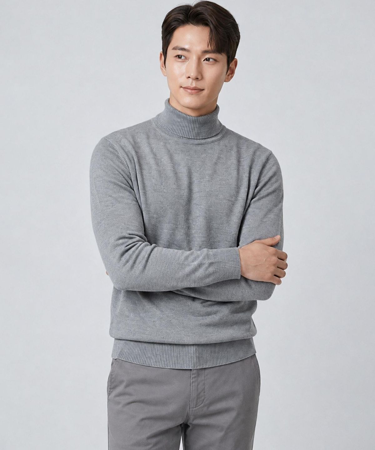 인디안(INDIAN) 울혼방 솔리드 하프넥 니트_MIEBH3F8301