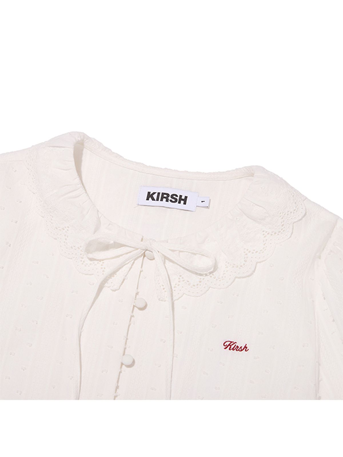 키르시(KIRSH) 레이스 디테일 스탠다드핏 블라우스 [화이트]