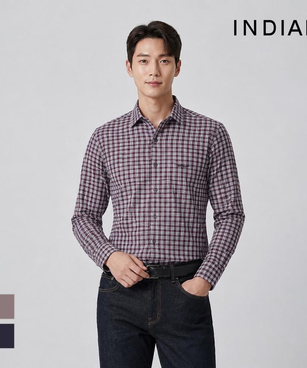 인디안(INDIAN) 잔체크 셔츠_MIENL3F8111