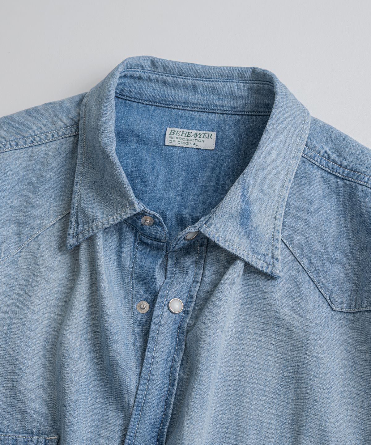 비헤비어(BEHEAVYER) DENIM WESTERN SHIRTS bleached