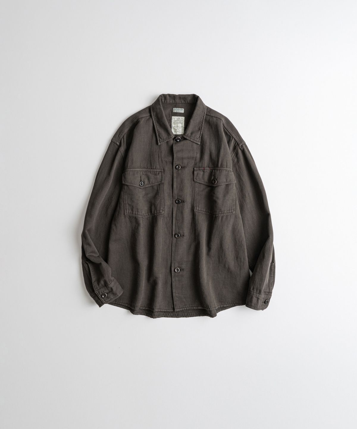 비헤비어(BEHEAVYER) DYED FATIGUE L/S SHIRTS d.brown
