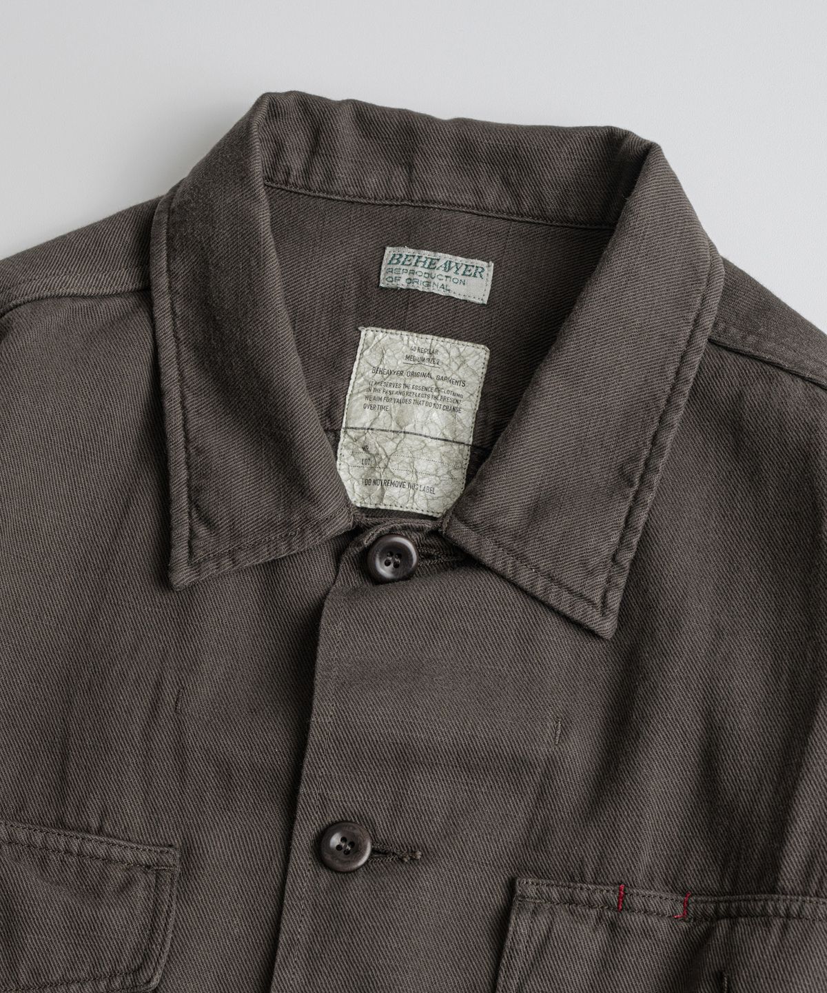 비헤비어(BEHEAVYER) DYED FATIGUE L/S SHIRTS d.brown