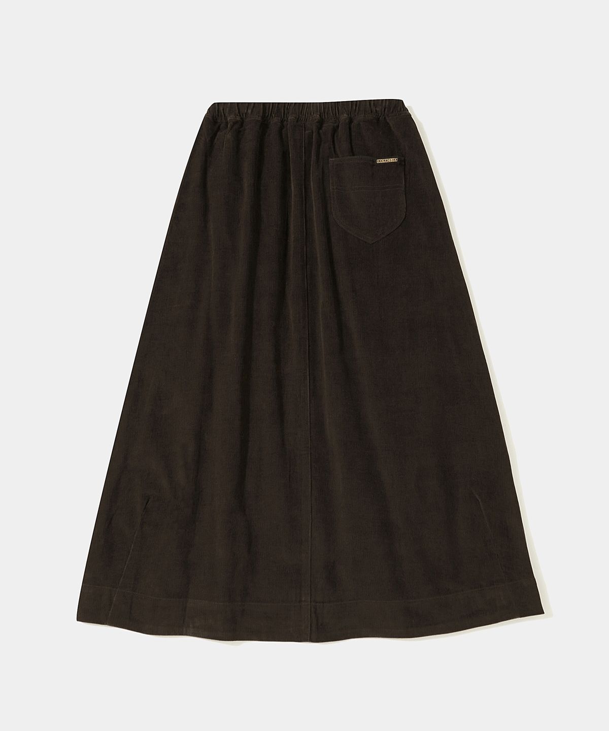 컬럼비아 유니버시티(COLUMBIA UNIVERSITY) TRAJAN LABEL ALL-ROUND CORDUROY PLEATS LONG SKIRTS_BROWN