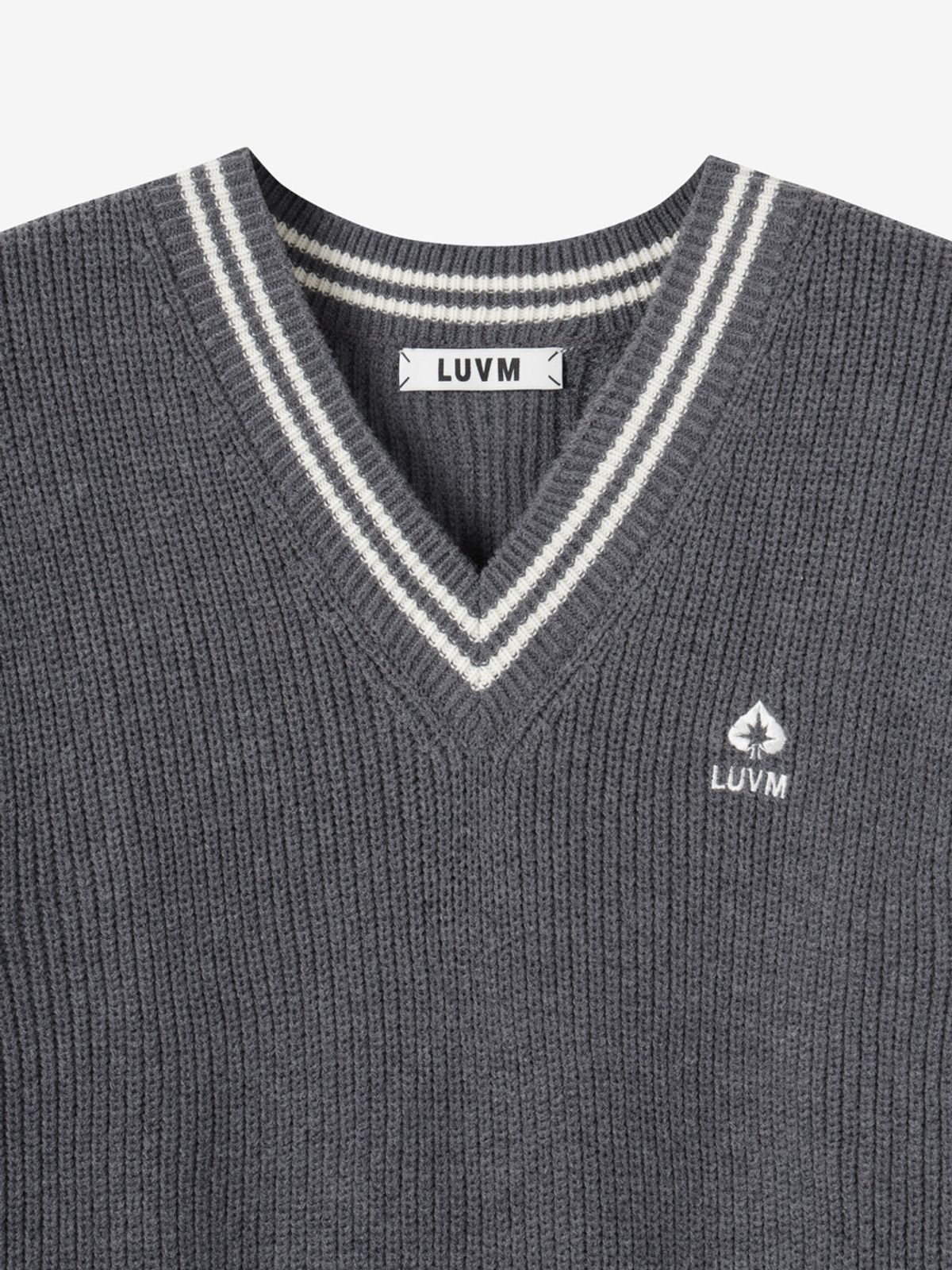 엘유브이엠(LUVM) BOXY FIT UNISEX KNIT VEST_MELANGE GRAY
