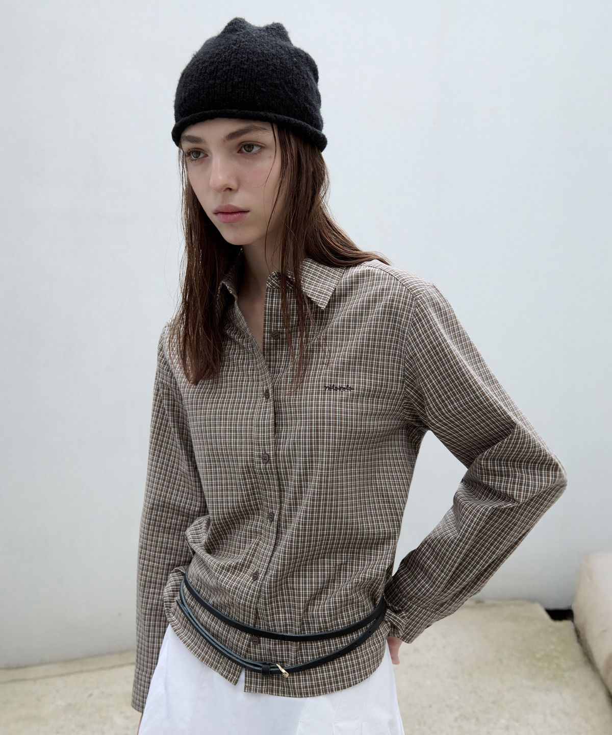 로라로라(ROLAROLA) CLASSIC CHECK SHIRT BROWN