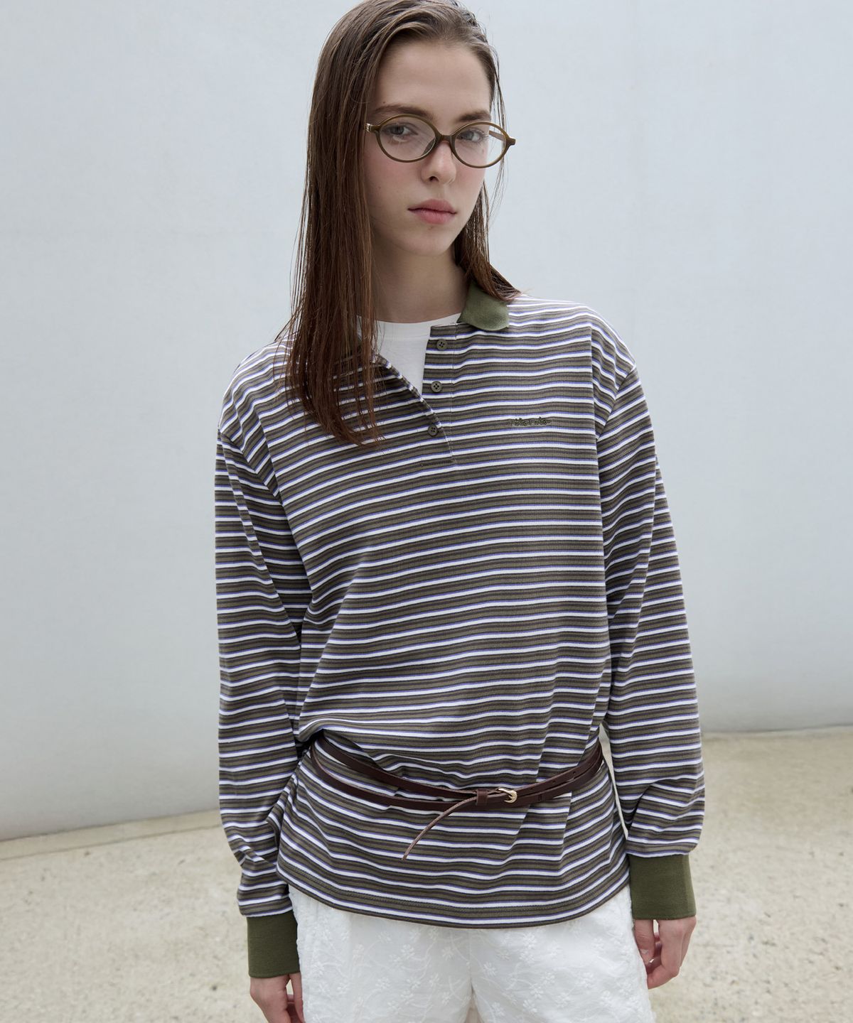 로라로라(ROLAROLA) ROLA COLLAR STRIPE T-SHIRT GREEN