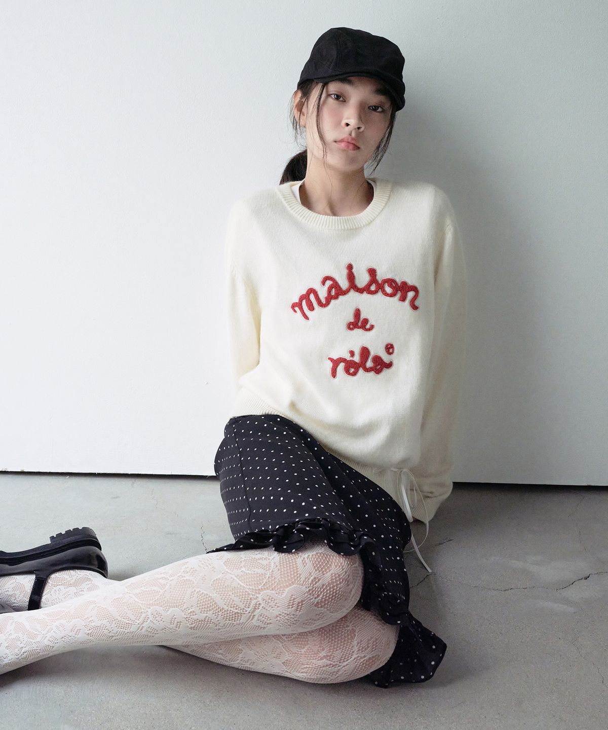 로라로라(ROLAROLA) MAISON DE ROLA PATCHWORK KNIT IVORY