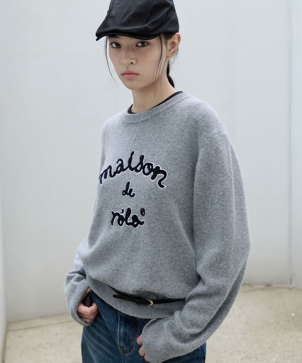 로라로라(ROLAROLA) MAISON DE ROLA PATCHWORK KNIT GRAY