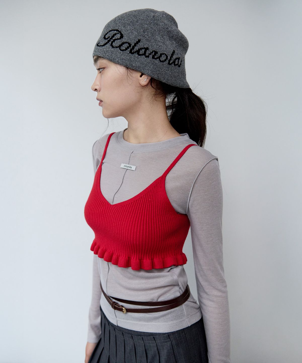 로라로라(ROLAROLA) FRILL KNIT BUSTIER RED