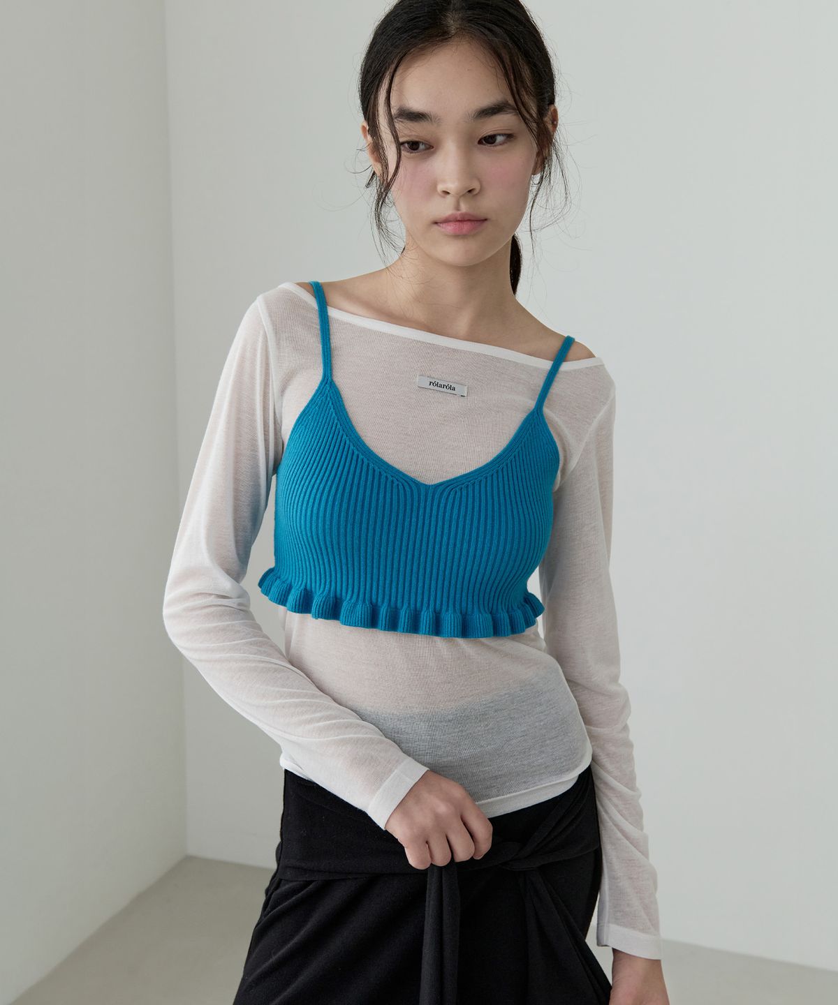 로라로라(ROLAROLA) FRILL KNIT BUSTIER COBALT BLUE